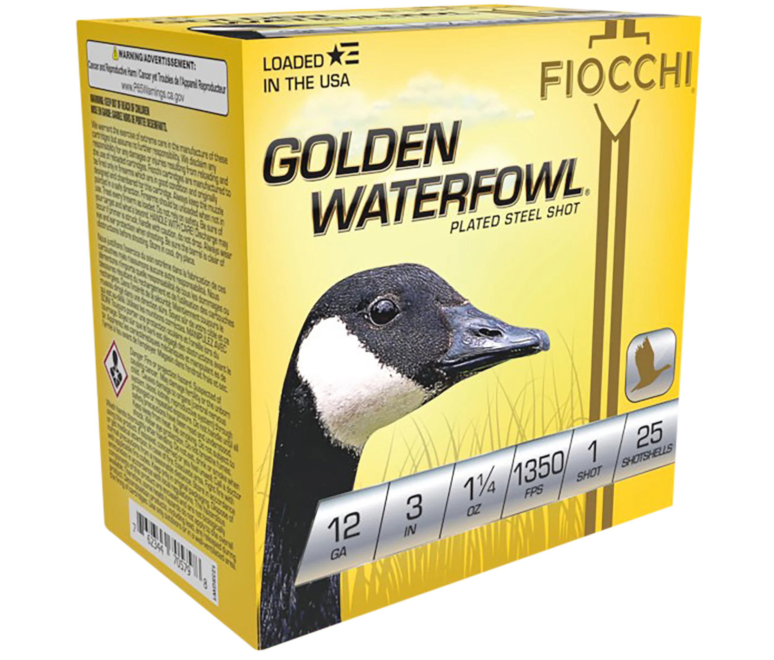Fiocchi Golden Waterfowl 12 Gauge 3in 1-1/4oz #1 Steel Shot 25 Rounds 123SGW1