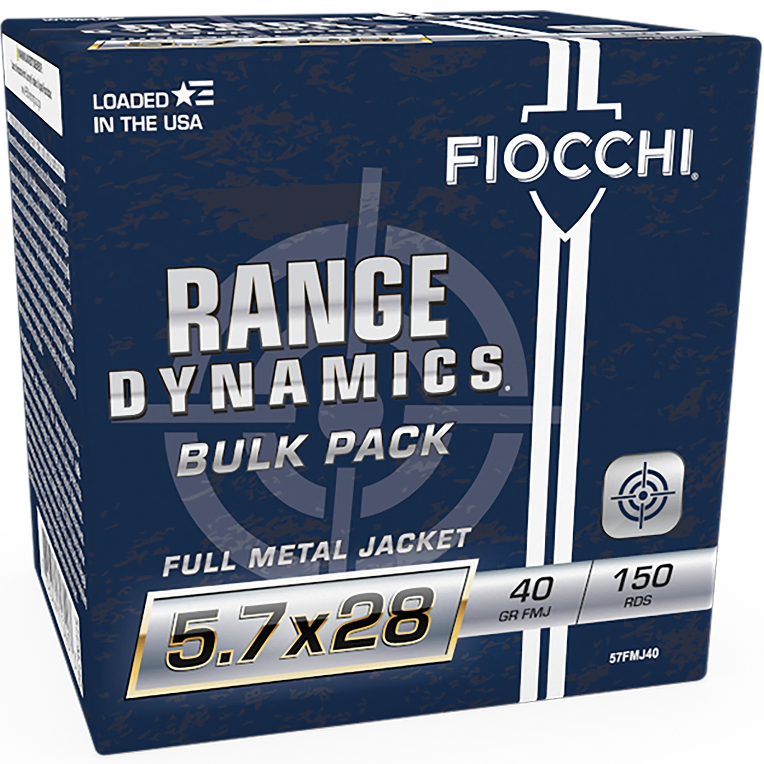 Fiocchi Range Dynamics 5.7x28mm 40gr Full Metal Jacket Bulk Pack Ammo, 150 Rounds 57FMJ40
