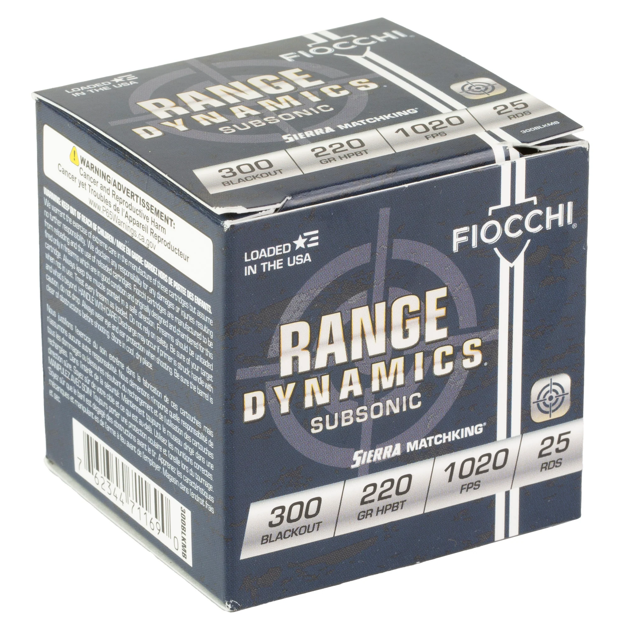 Fiocchi Range Dynamics Subsonic 300 Blackout 220gr Sierra MatchKing Hollow Point Boat Tail Ammo 300BLKMB - Image 2