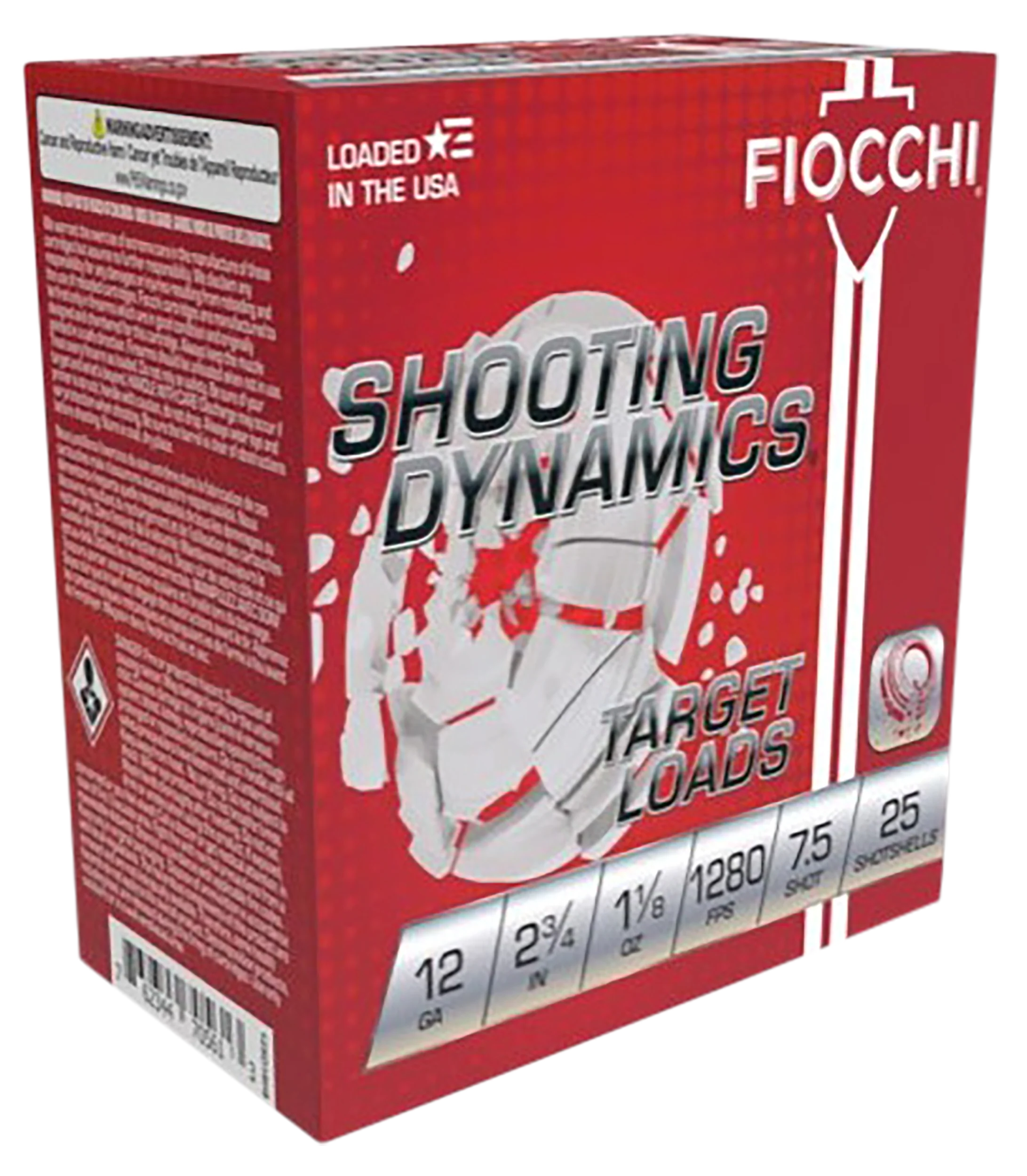 Fiocchi Shooting Dynamics Target Loads 12 Gauge 2-3/4in #7.5 1-1/8oz 1280fps 12SDHV75