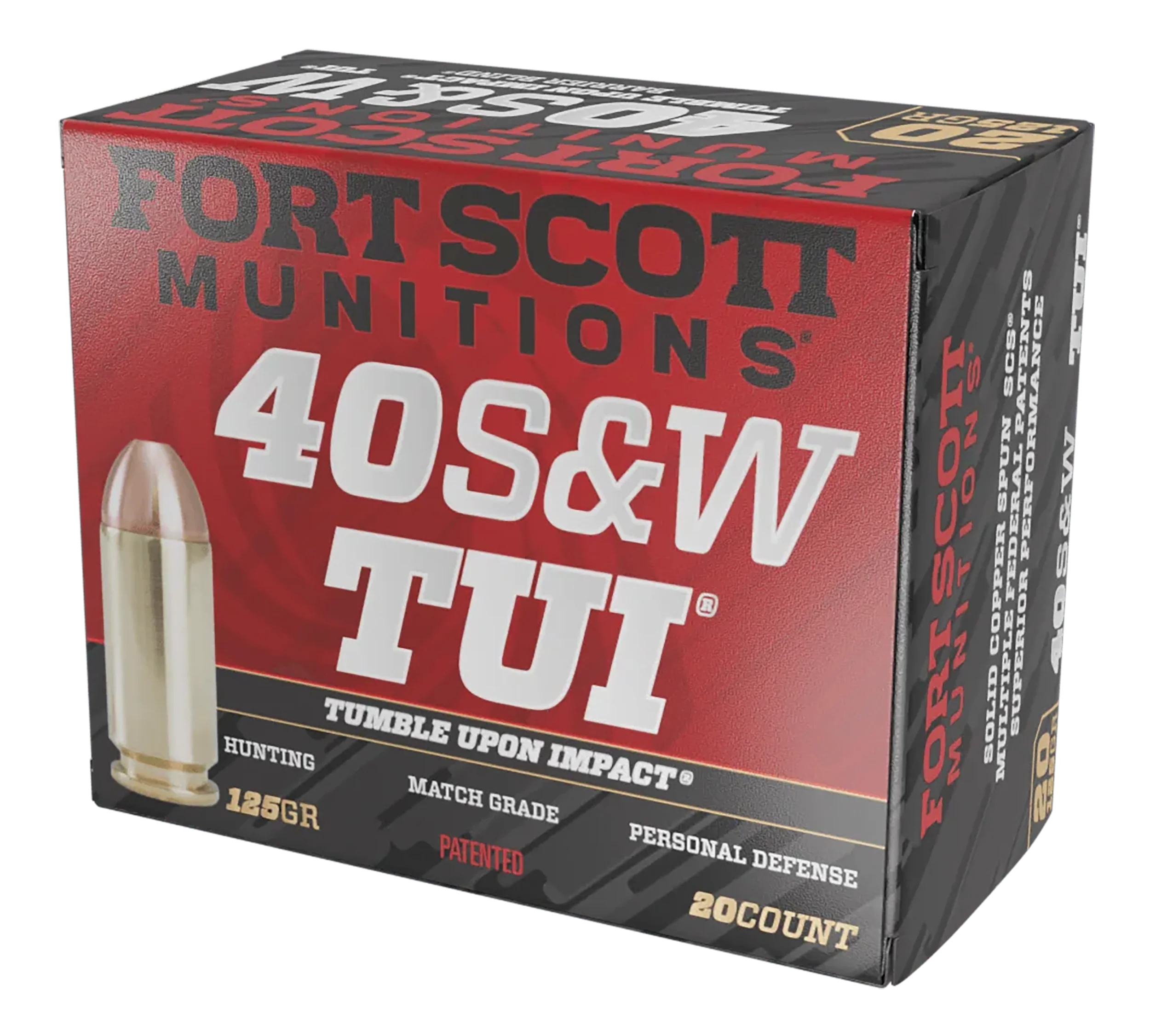 Fort Scott Munitions Tumble Upon Impact (TUI) .40 S&W 125gr Solid Copper Spun, 20ct 400125SCV