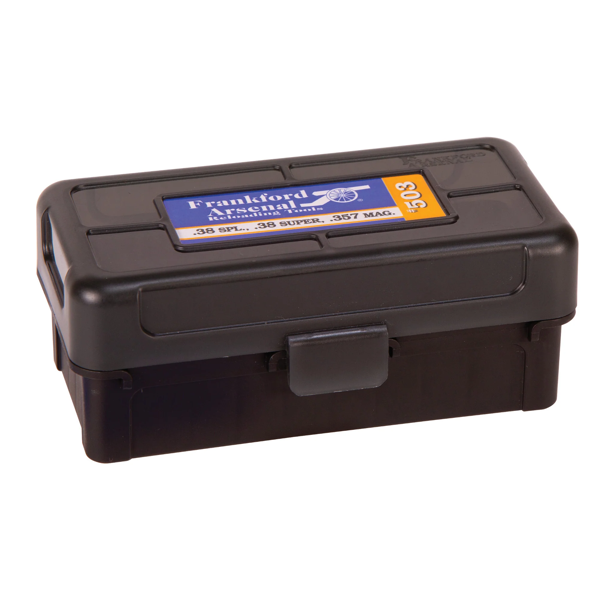 Frankford Arsenal Hinge-Top 50-Round Ammo Box for .38 Special/.357 Magnum, Smoke Gray 1083784