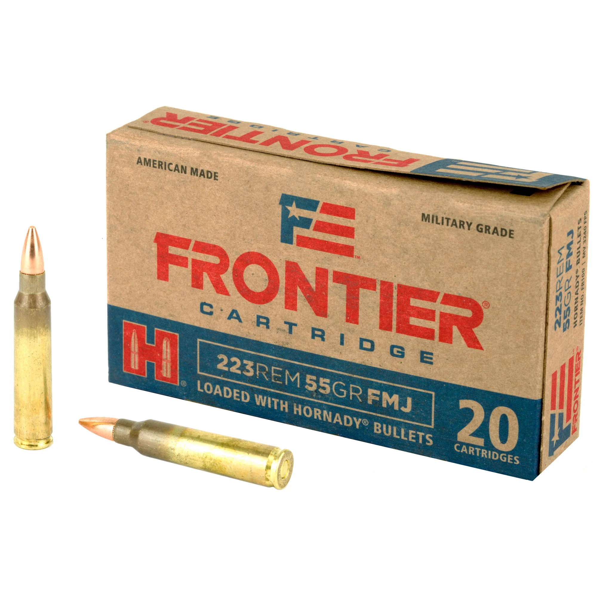 Frontier Cartridge .223 Remington 55 Grain FMJ Rifle Ammo, 20-Round Box - FR100
