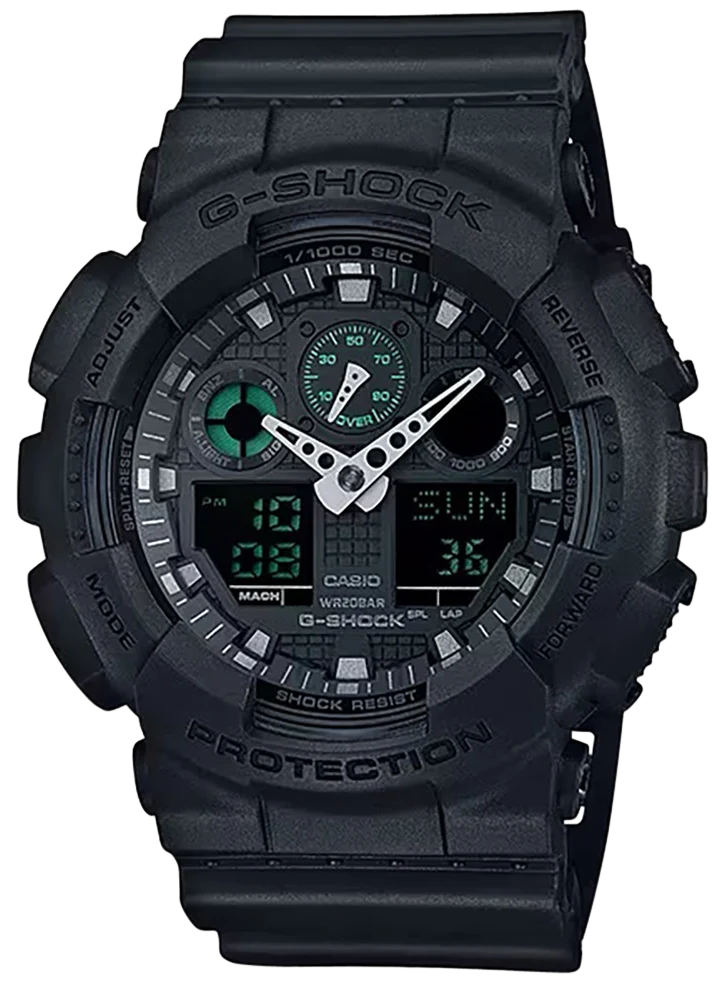 G-SHOCK/VLC DISTRIBUTION G-Shock Tactical Matte Black Analog/Digital Watch with Stainless Steel Bezel, GA100MB1ACR