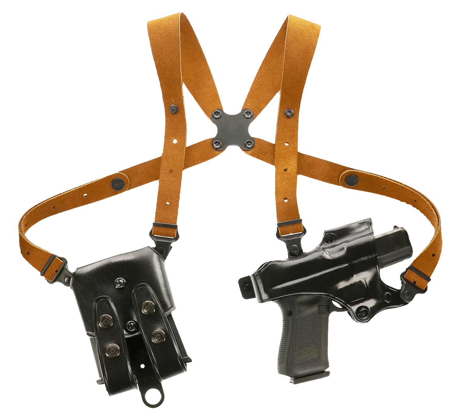 Galco Jackass Rig Shoulder Holster System, Black Steerhide, Right-Hand, Fits Beretta 92F/FS - JR202B