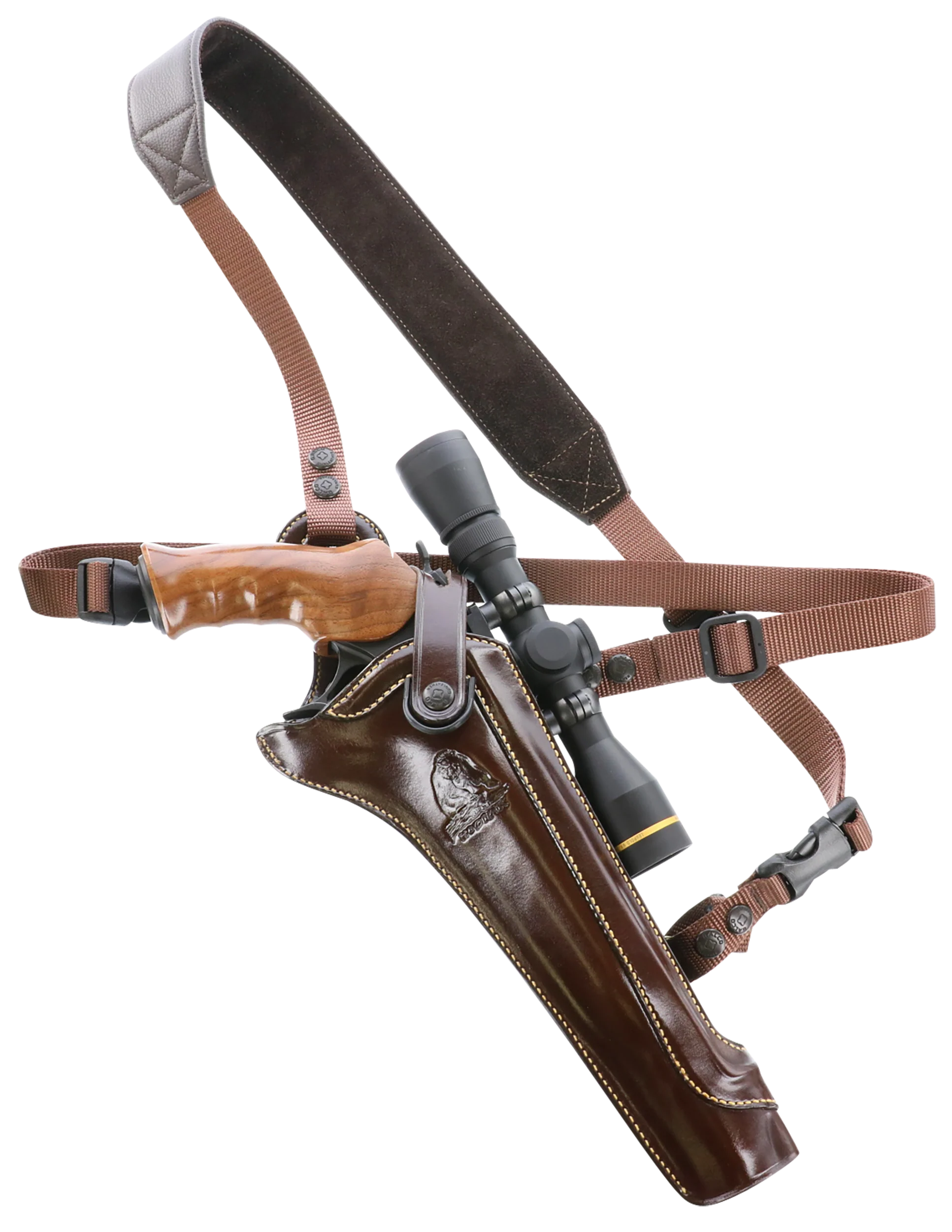 Galco Kodiak Hunter Chest Holster, Havana Brown Leather, Right-Hand, for Scoped Revolvers - KH130H