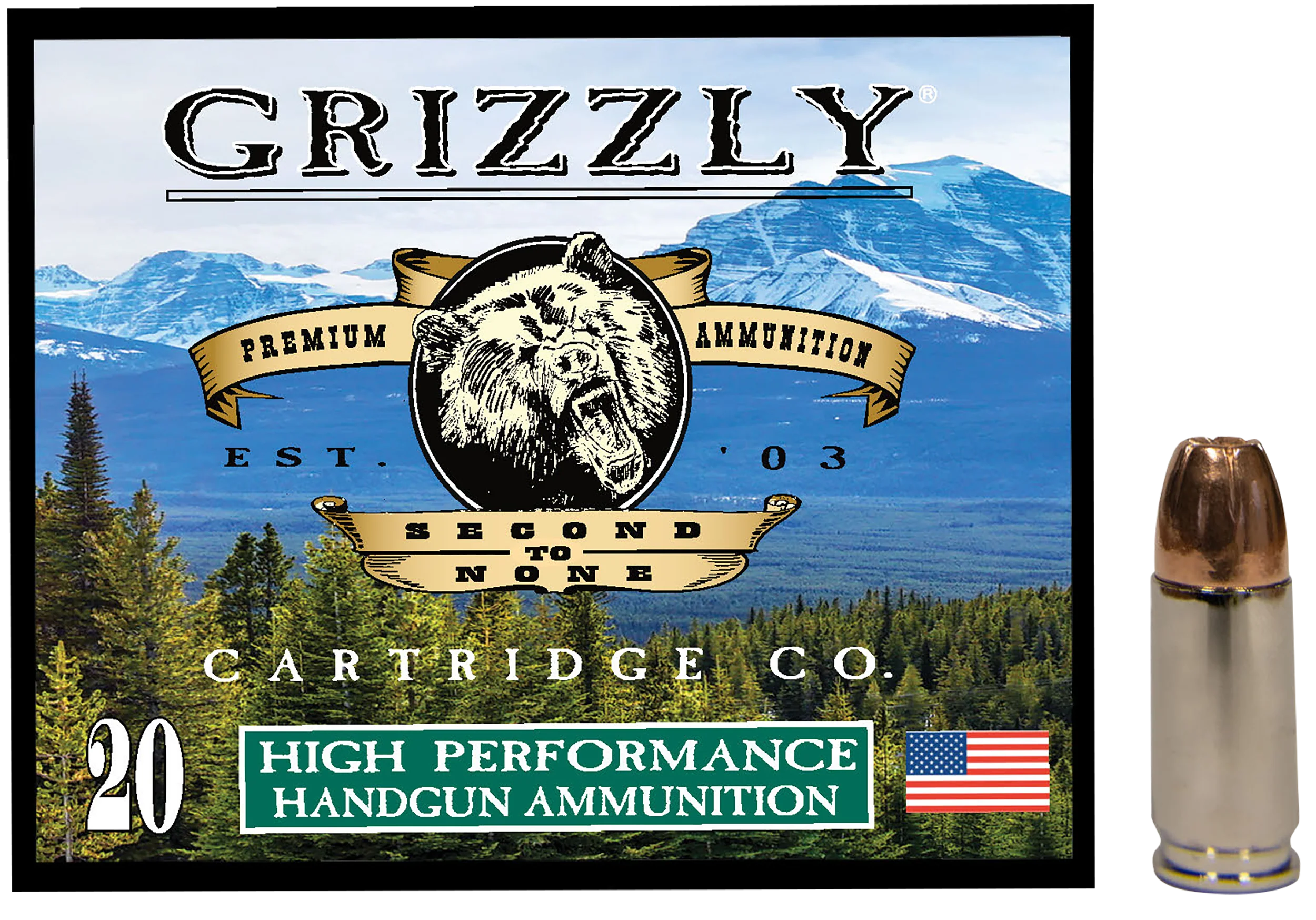Grizzly Ammo 9mm Luger +P 115gr Jacketed Hollow Point Handgun Ammo, 20rd Box (10/Case) GC9+P+CM9