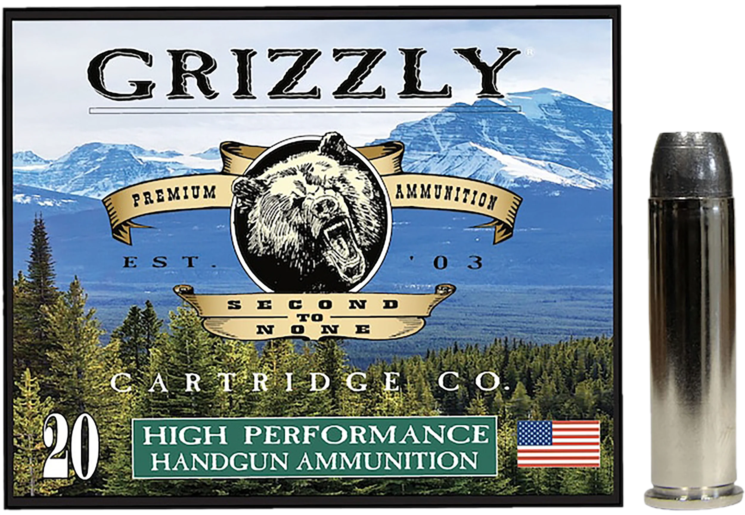 GRIZZLY AMMO (RINTOUL) .357 Magnum 180gr Wide Flat Nose Gas Check Ammo, 20 Rounds GC357M12