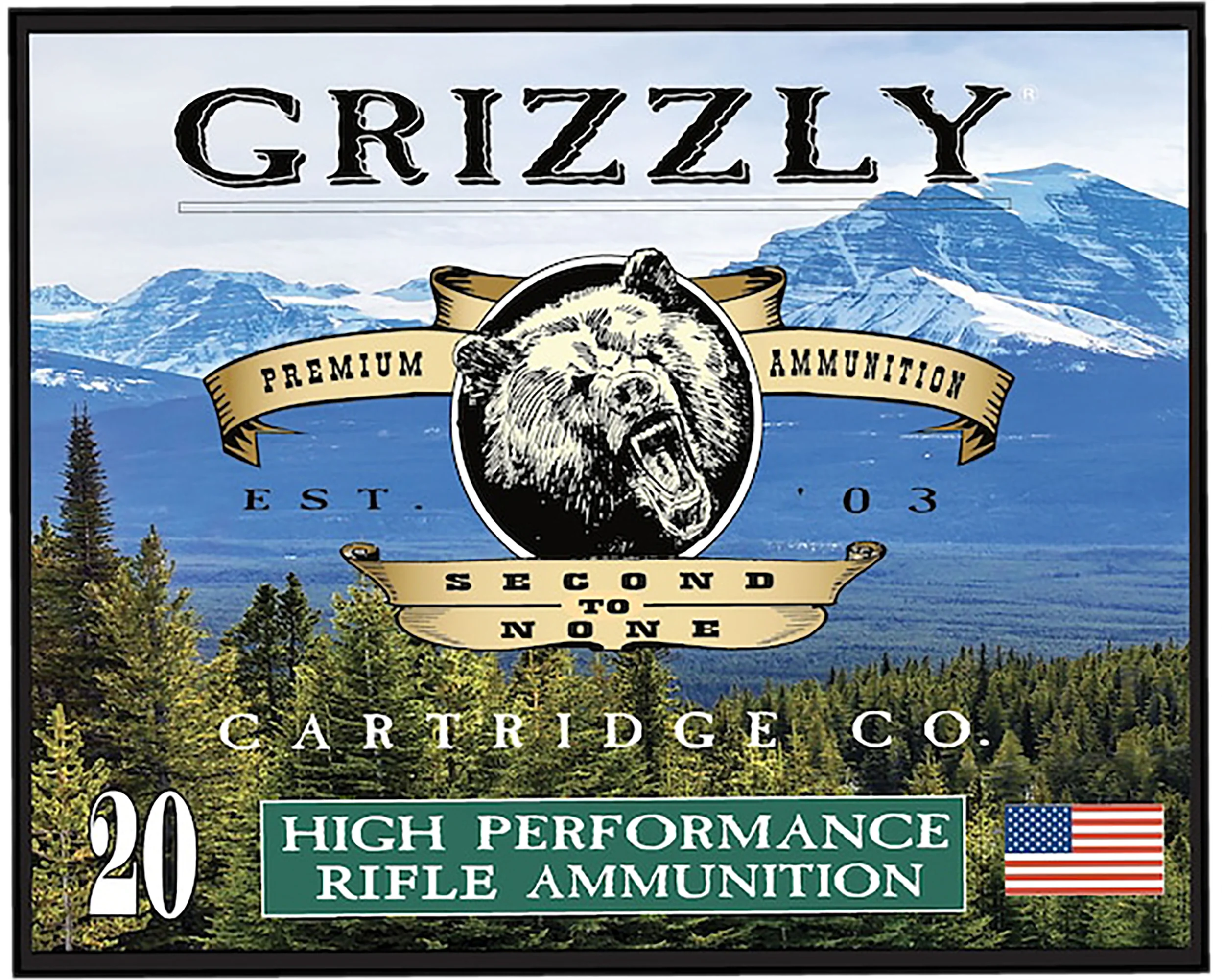 GRIZZLY AMMO (RINTOUL) .357 SIG 125gr Full Metal Jacket Flat Point Ammo, 20-Round Box GC357S3
