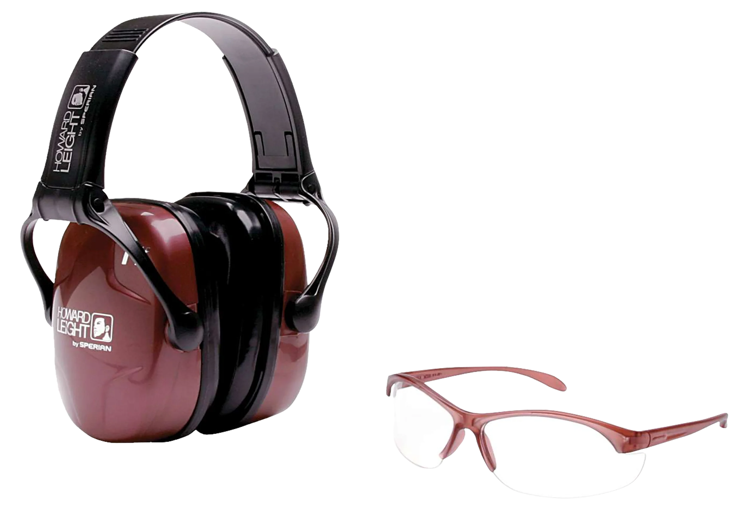 Howard Leight Women's Shooting Safety Combo Kit, Dusty Rose, Clear Anti-Fog Lens, 25 dB NRR, R01727