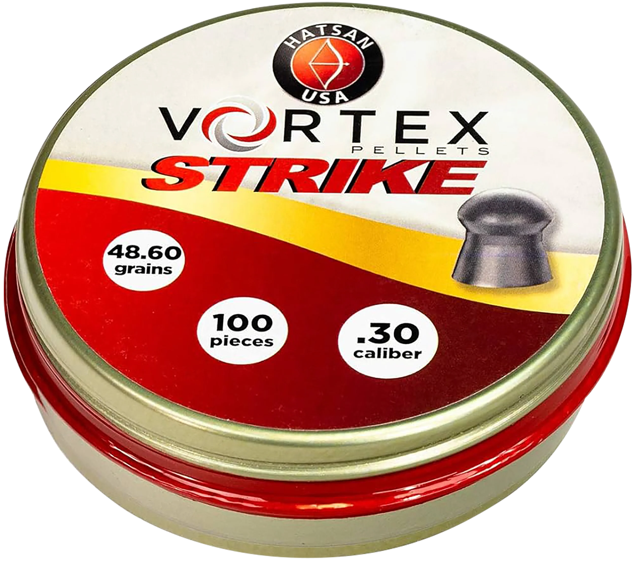 Hatsan USA Vortex Strike .30 Cal Lead Domed Airgun Pellets 100ct 48.6gr HA90643