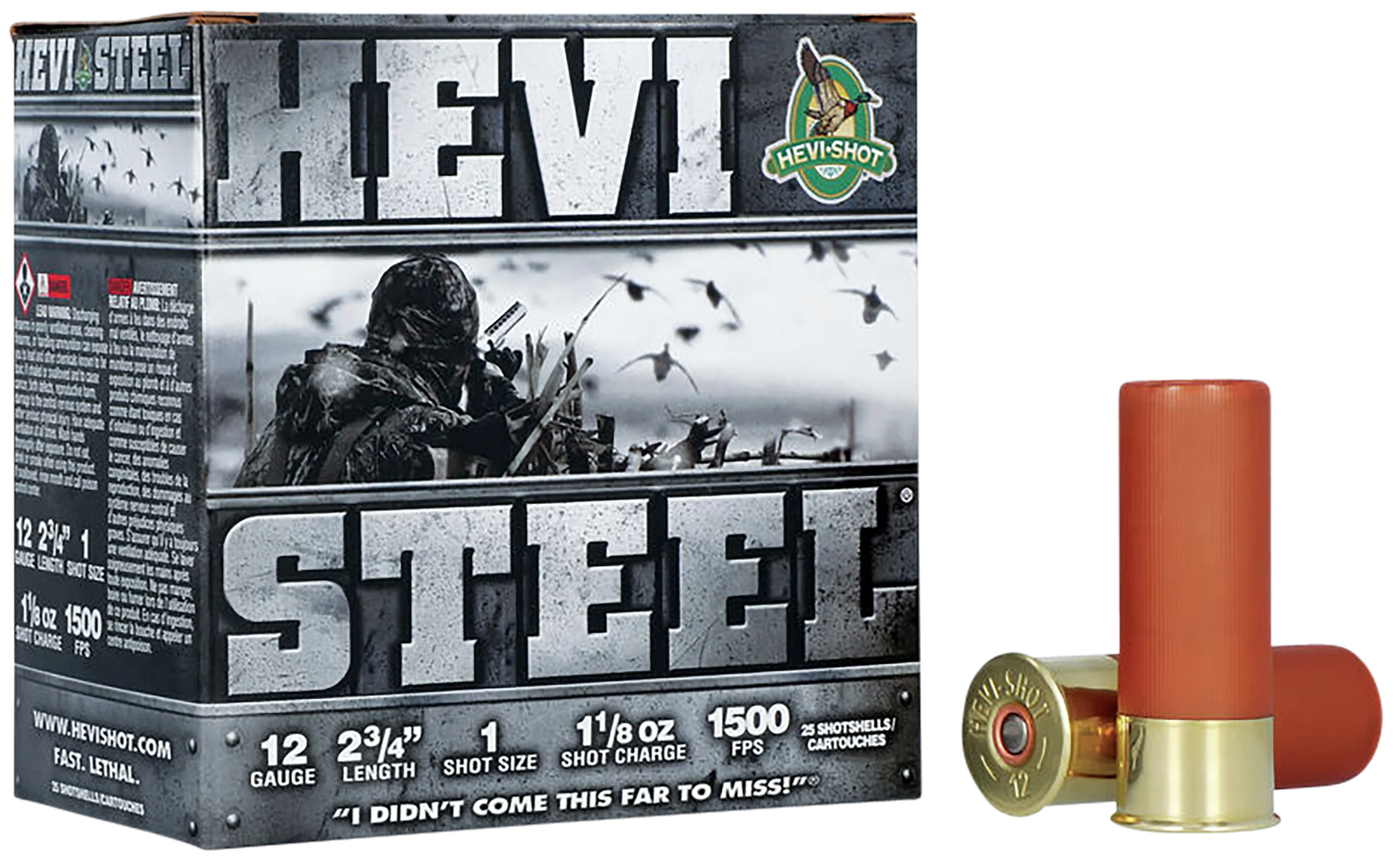 HEVI-Shot HEVI-Steel 12 Gauge 2 3/4in #1 Steel Shot 1 1/8oz 1500 fps HS61221