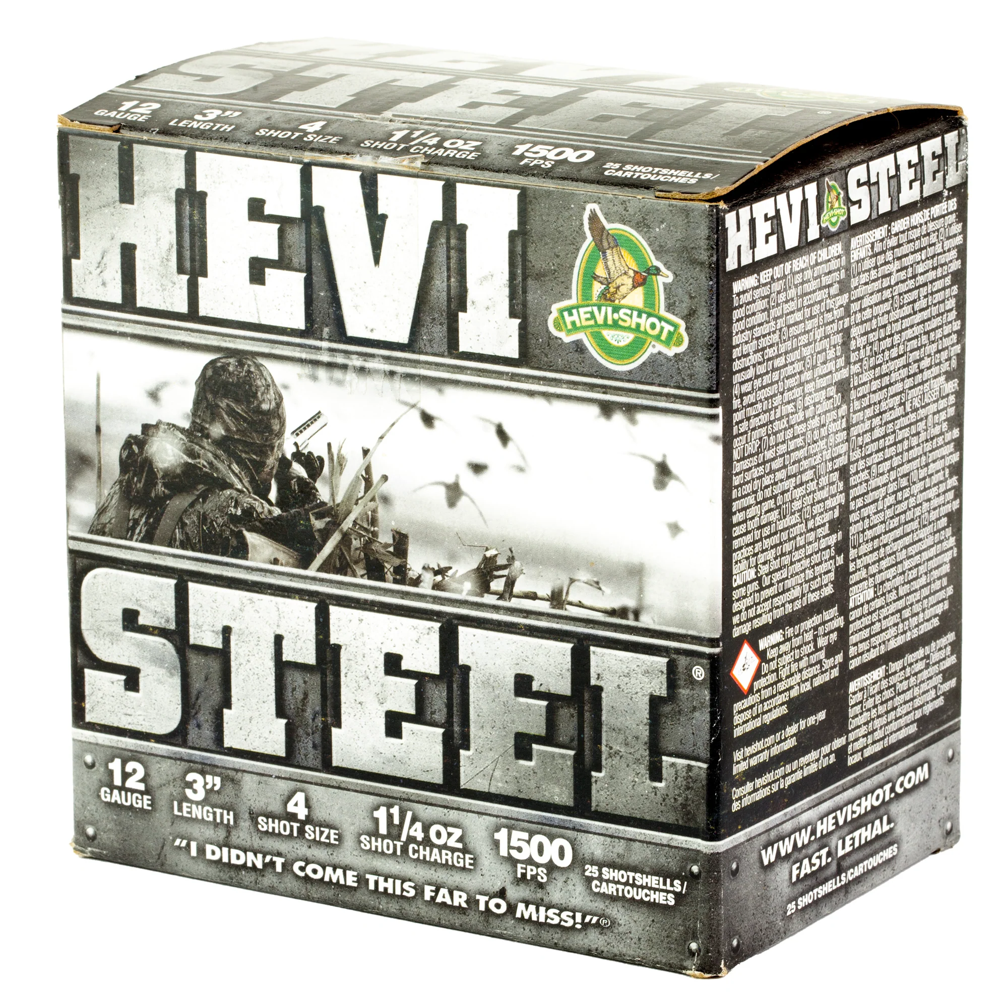 HEVI-Shot HEVI-Steel 12 Gauge 3in #4 Steel Waterfowl Shotshells, 1-1/4 oz 1500 fps HS60004 - Image 3