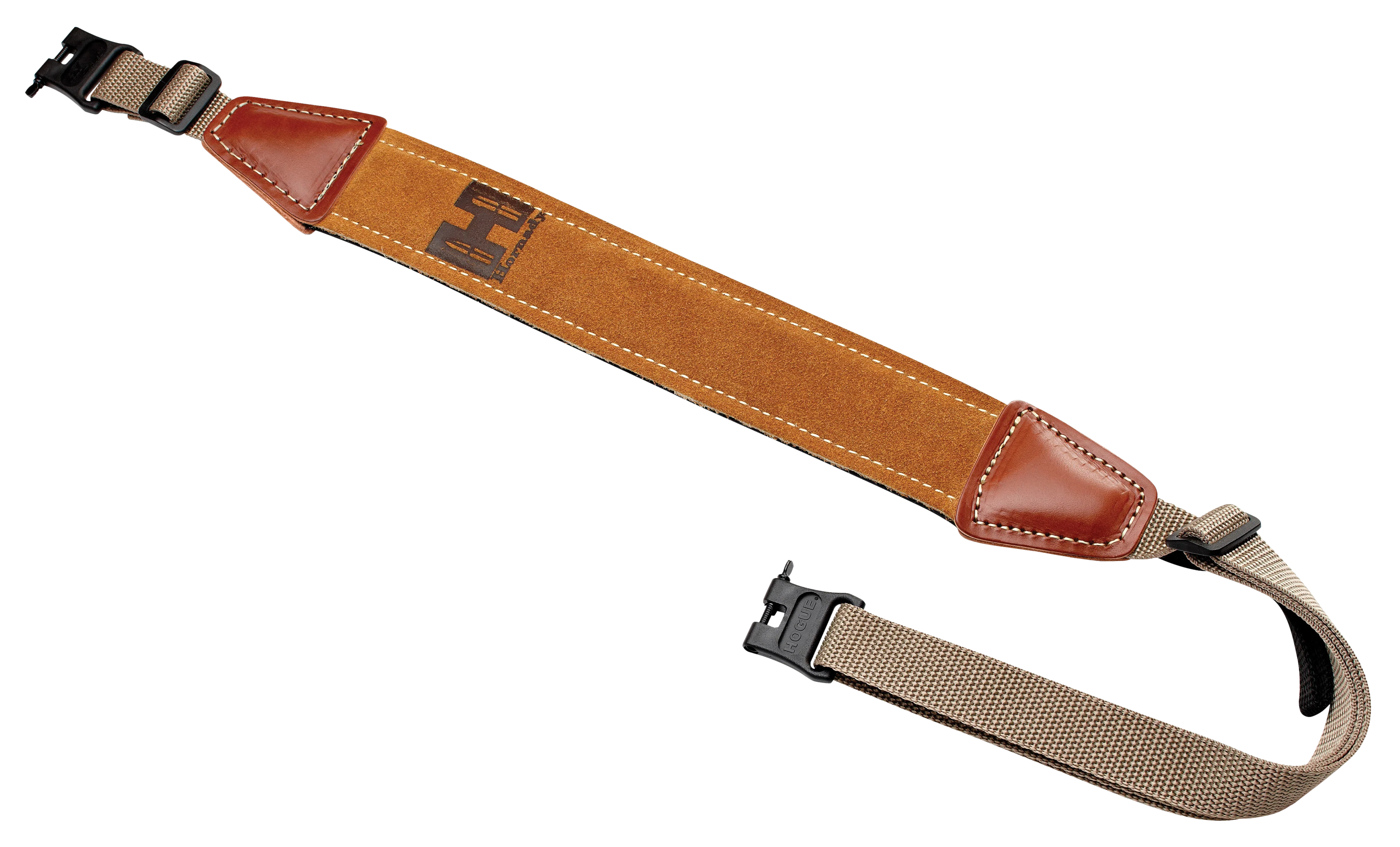Hornady 99107 Universal Sling Made Of Brown Leather With Nylon Straps & Swivels For Rifles