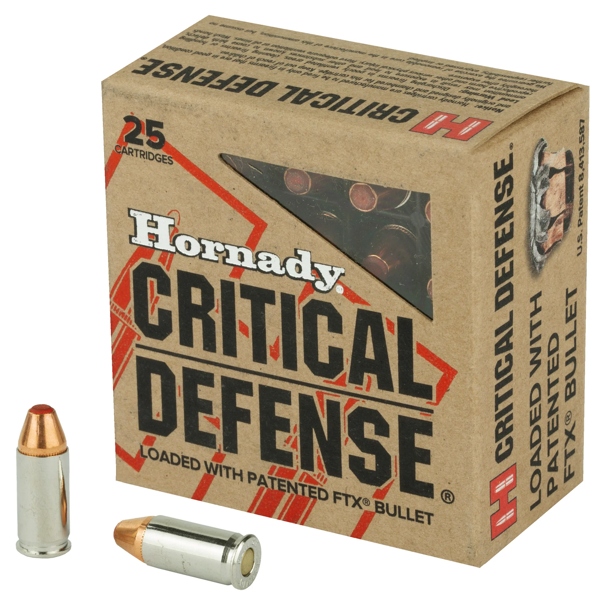 Hornady Critical Defense .32 ACP 60gr FTX Flex Tip Expanding Handgun Ammo, 25-Round Box 90063