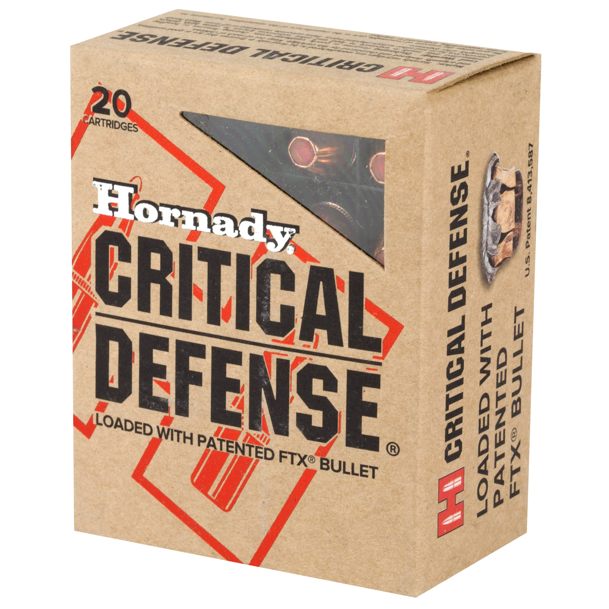 Hornady Critical Defense .40 S&W 165gr FTX Flex Tip Self-Defense Ammo, 20-Round Box 91340 - Image 3