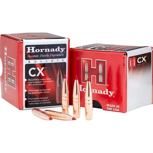 Hornady CX 30 Caliber Copper Alloy Hunting Bullets, 165-Grain Heat Shield Tip, 50-Count – HOR304704