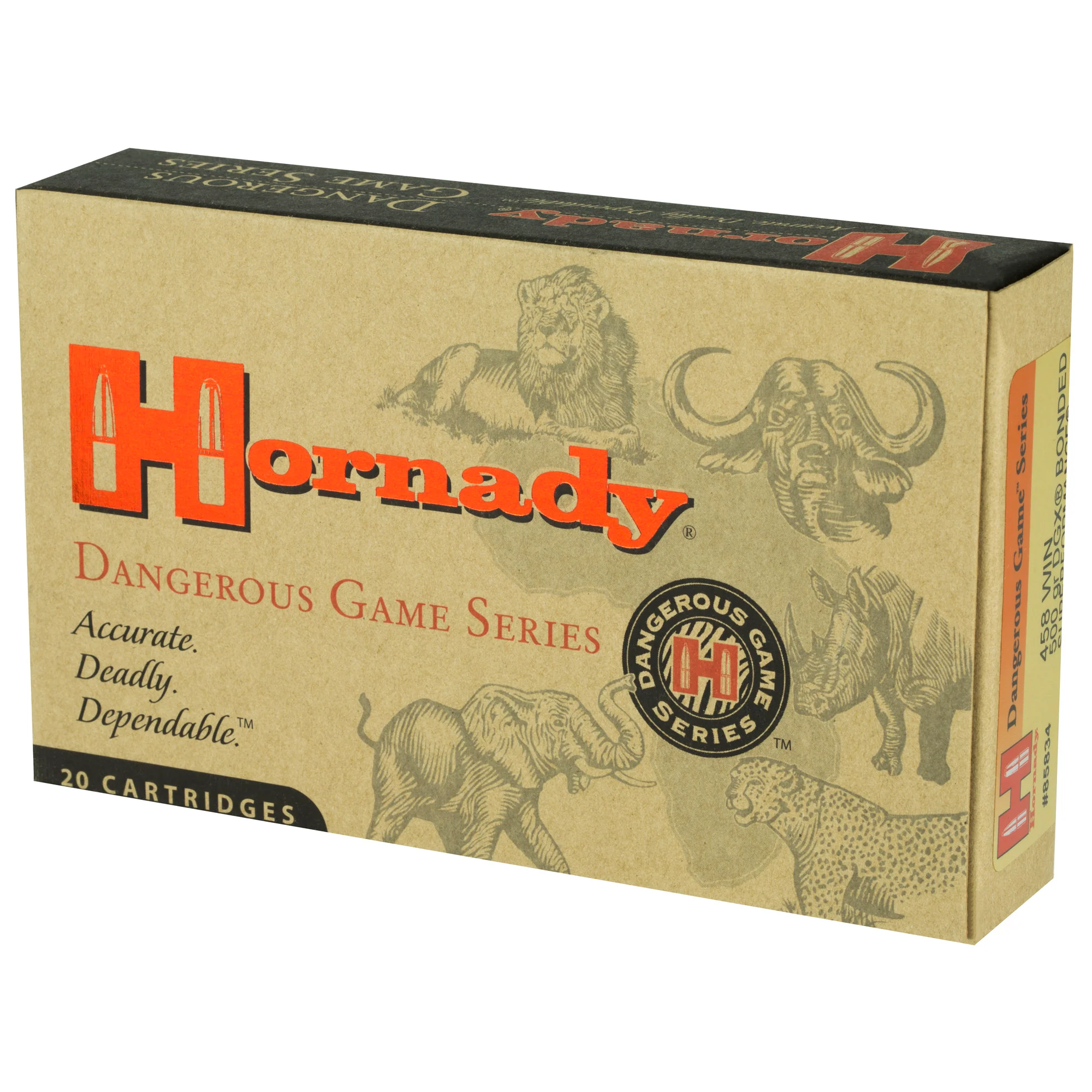 Hornady Dangerous Game .458 Winchester Magnum 500gr DGX Bonded Rifle Ammo, 20-Round Box 85834 - Image 3