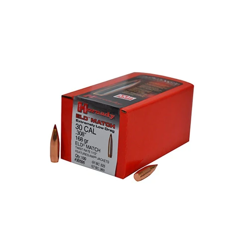 Hornady ELD (Extremely Low Drag) Match Bullets, .30 Cal 168 Grain Heat Shield Tip, 100/Box, HOR30506
