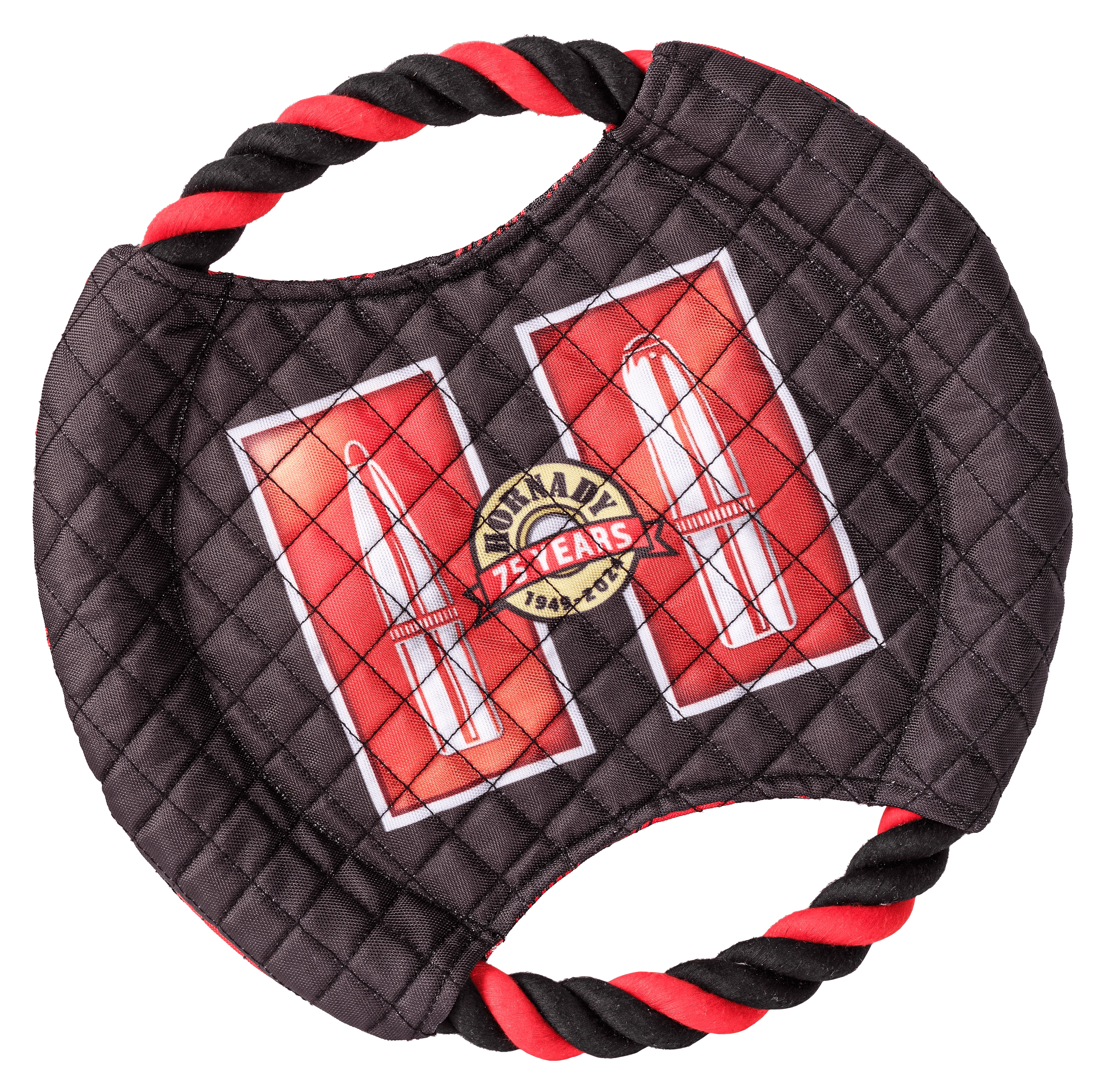 Hornady Frisbee Dog Toy, Durable All-Weather Black/Red Disc with Rope Grips – 99156