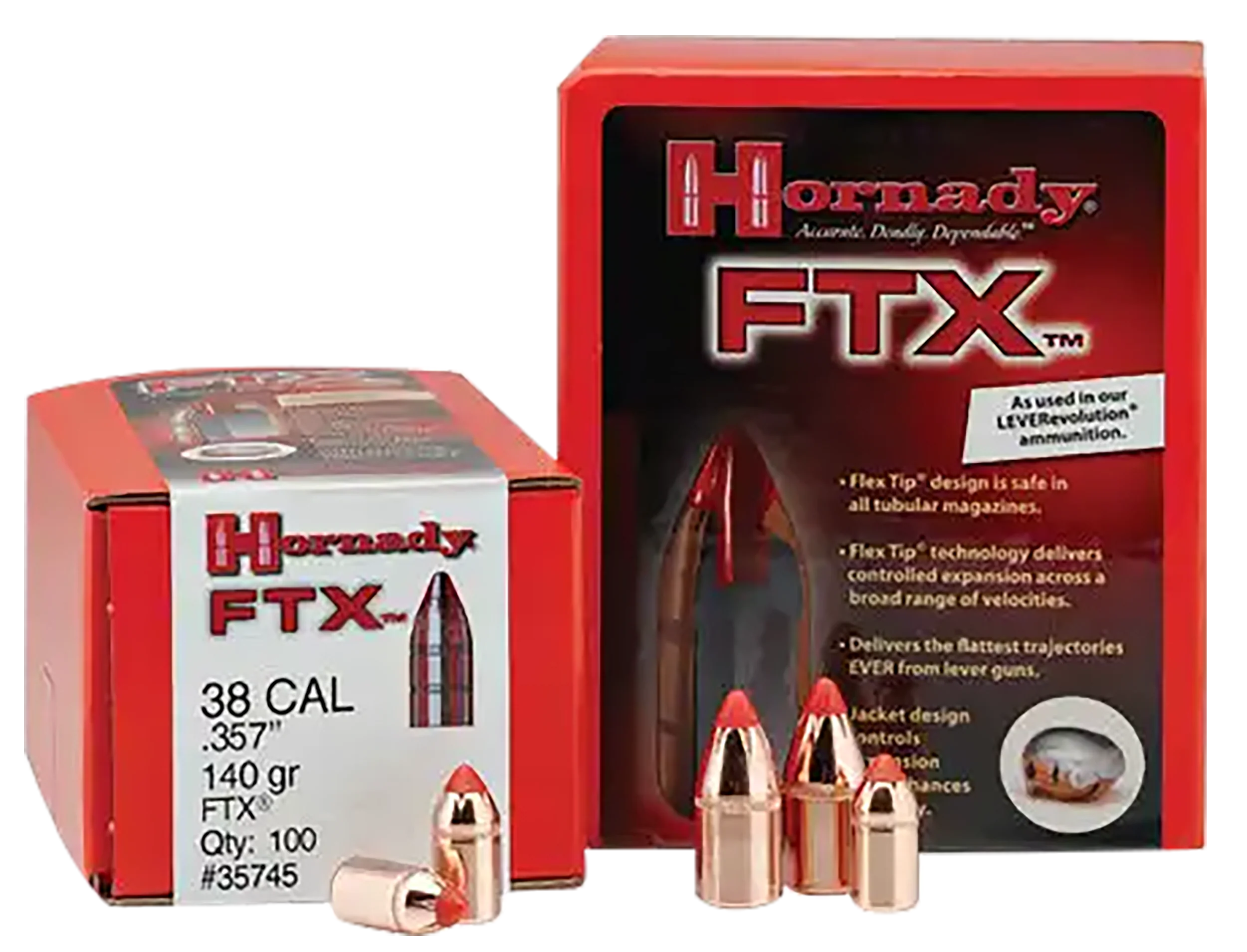 Hornady FTX .308 160gr Flex Tip Expanding Rifle Bullets, 100/Box (15/Case) 30396