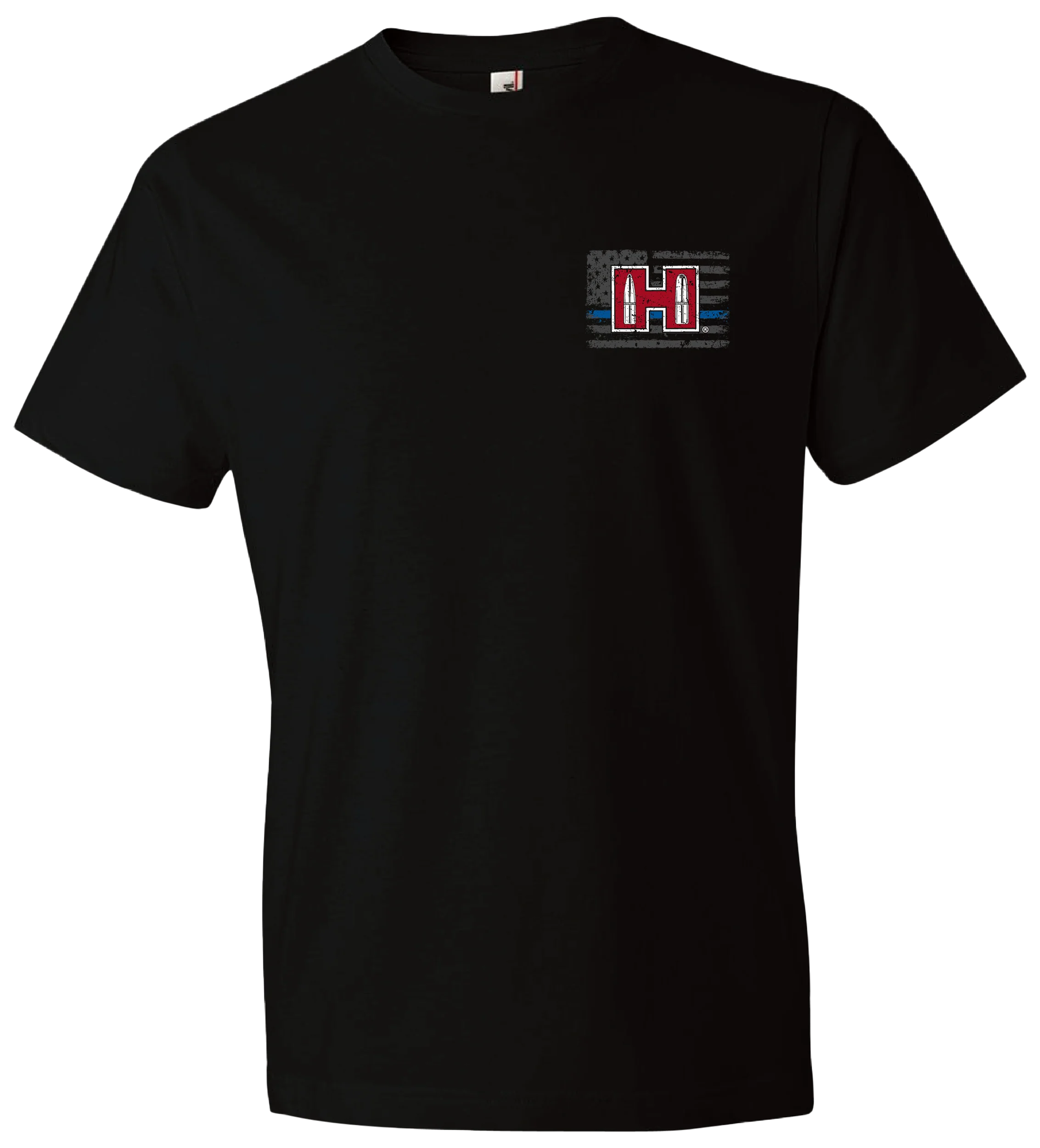 HORIZON DESIGN Hornady POW Blue Line T-Shirt, Black XL, 100% Cotton Short Sleeve, Semi-Fitted 30764