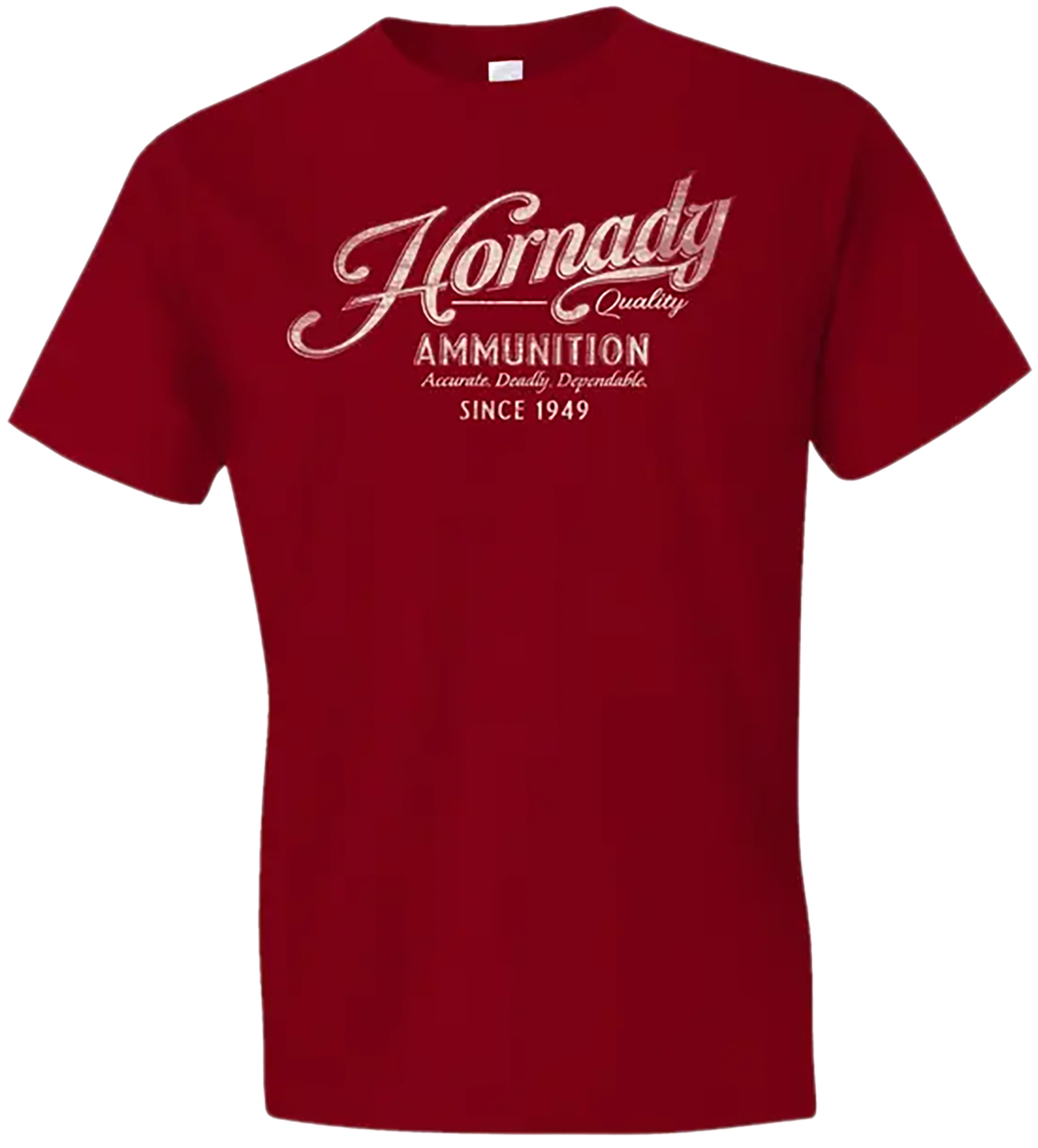 HORIZON DESIGN Hornady Vintage Script T-Shirt, Red Cotton Semi-Fitted, Size Medium, 31872