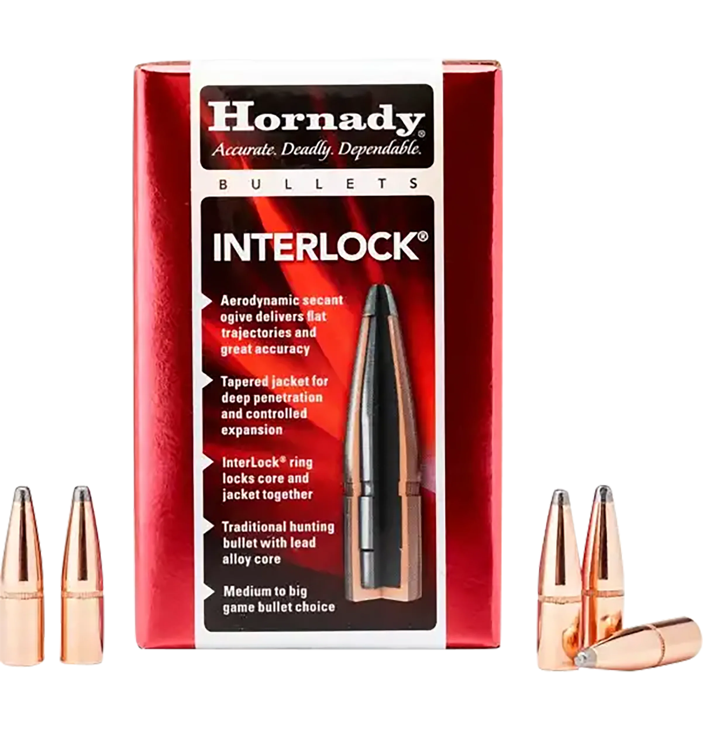 Hornady InterLock Cup-and-Core 8mm (.323) 170gr Round Nose Rifle Bullets, 100/Box 3235