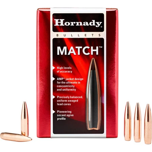 Hornady Match 30 Cal (.308) 208gr Boat-Tail Hollow Point Rifle Bullets, 100-Count, 30733