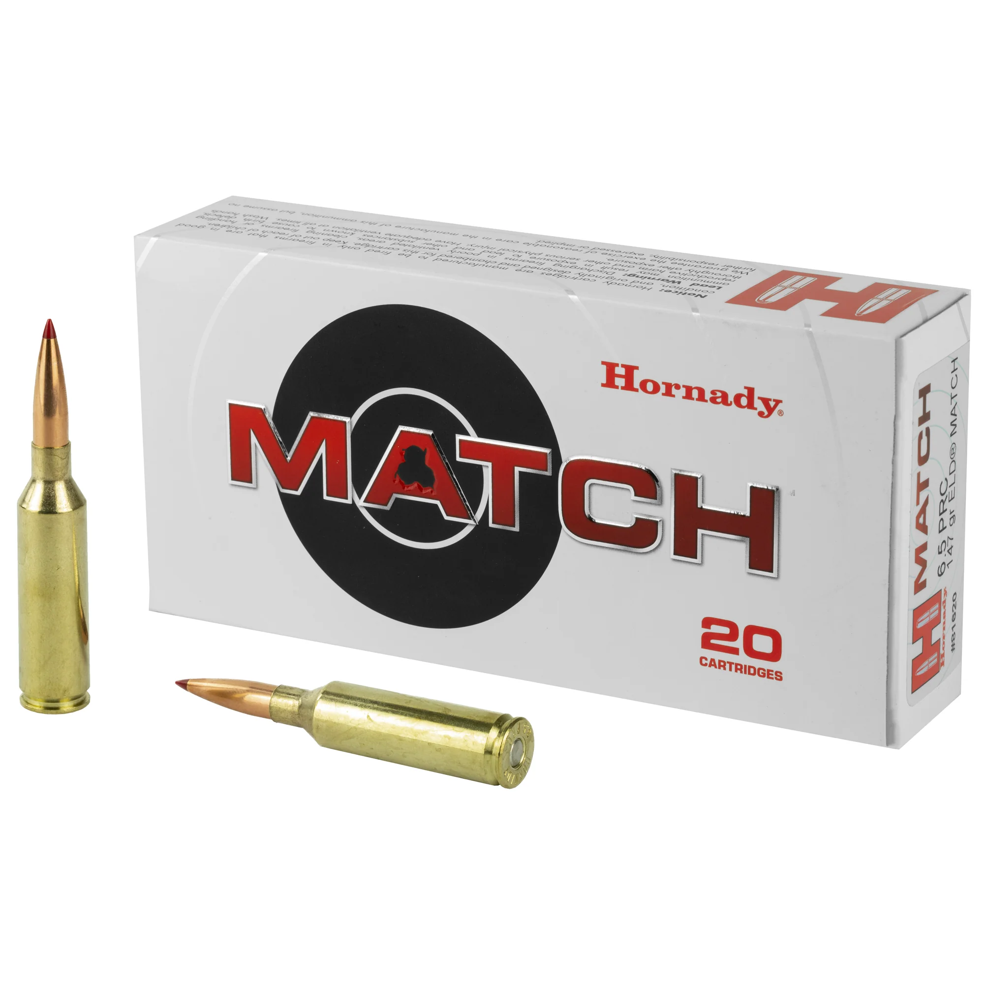 Hornady Match 6.5 PRC 147 Grain ELD Match Polymer Tip Rifle Ammo, 20-Round Box 81620