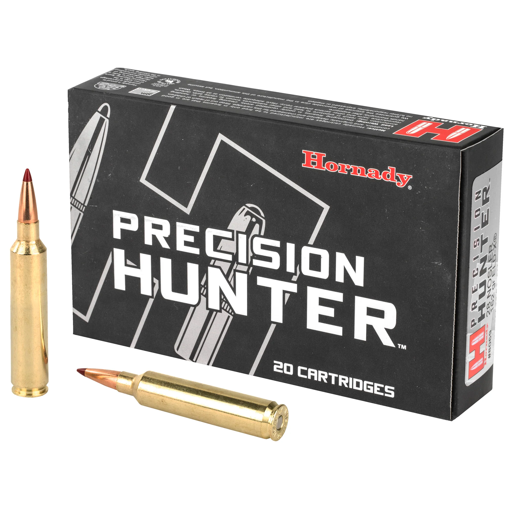 Hornady Precision Hunter 28 Nosler 162 Grain ELD-X Hunting Rifle Ammo 20-Round Box 8069