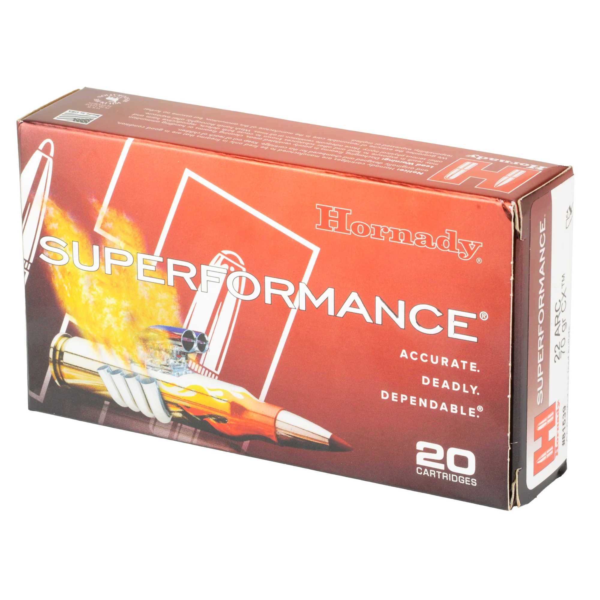 Hornady Superformance 22 ARC Rifle Ammo 70gr CX Lead-Free 20-Round Box 81539 - Image 3