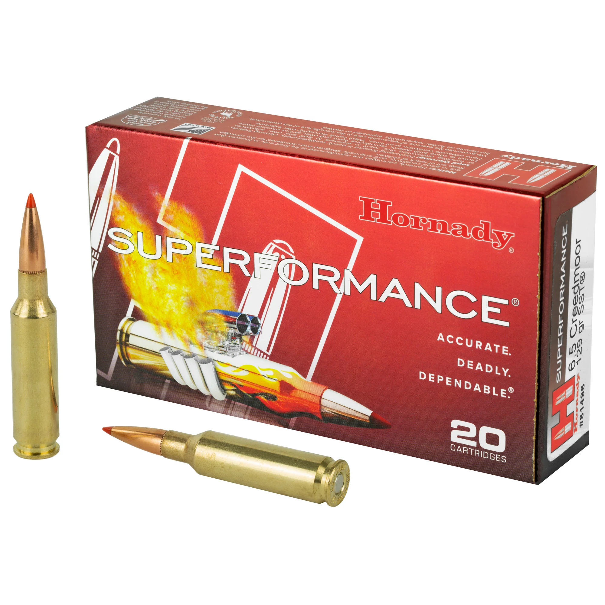 Hornady Superformance 6.5 Creedmoor 129gr SST Polymer Tip Rifle Ammo, 20/Box 81496