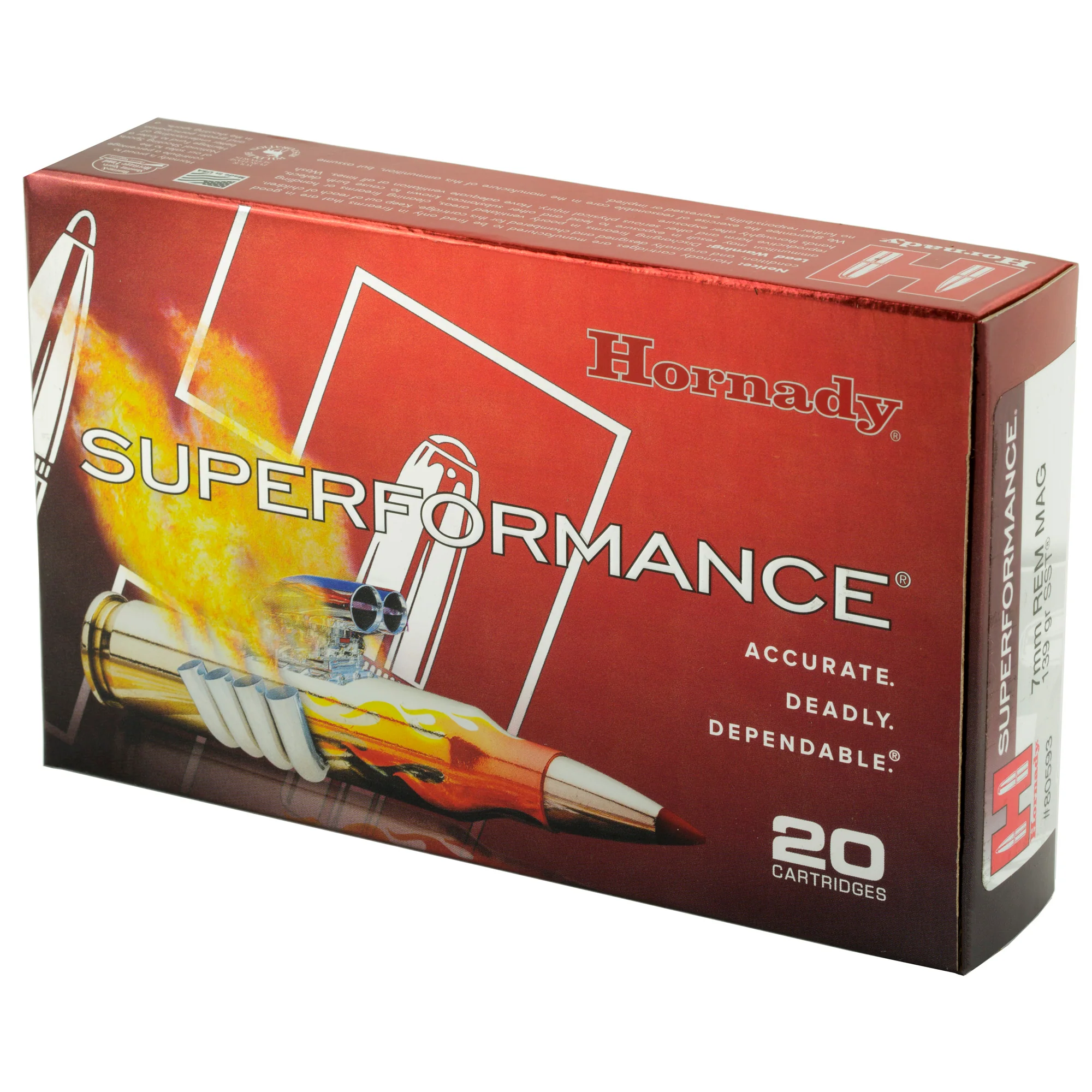 Hornady Superformance 7mm Remington Magnum 139gr SST Centerfire Rifle Ammo, 20rd Box 80593 - Image 3