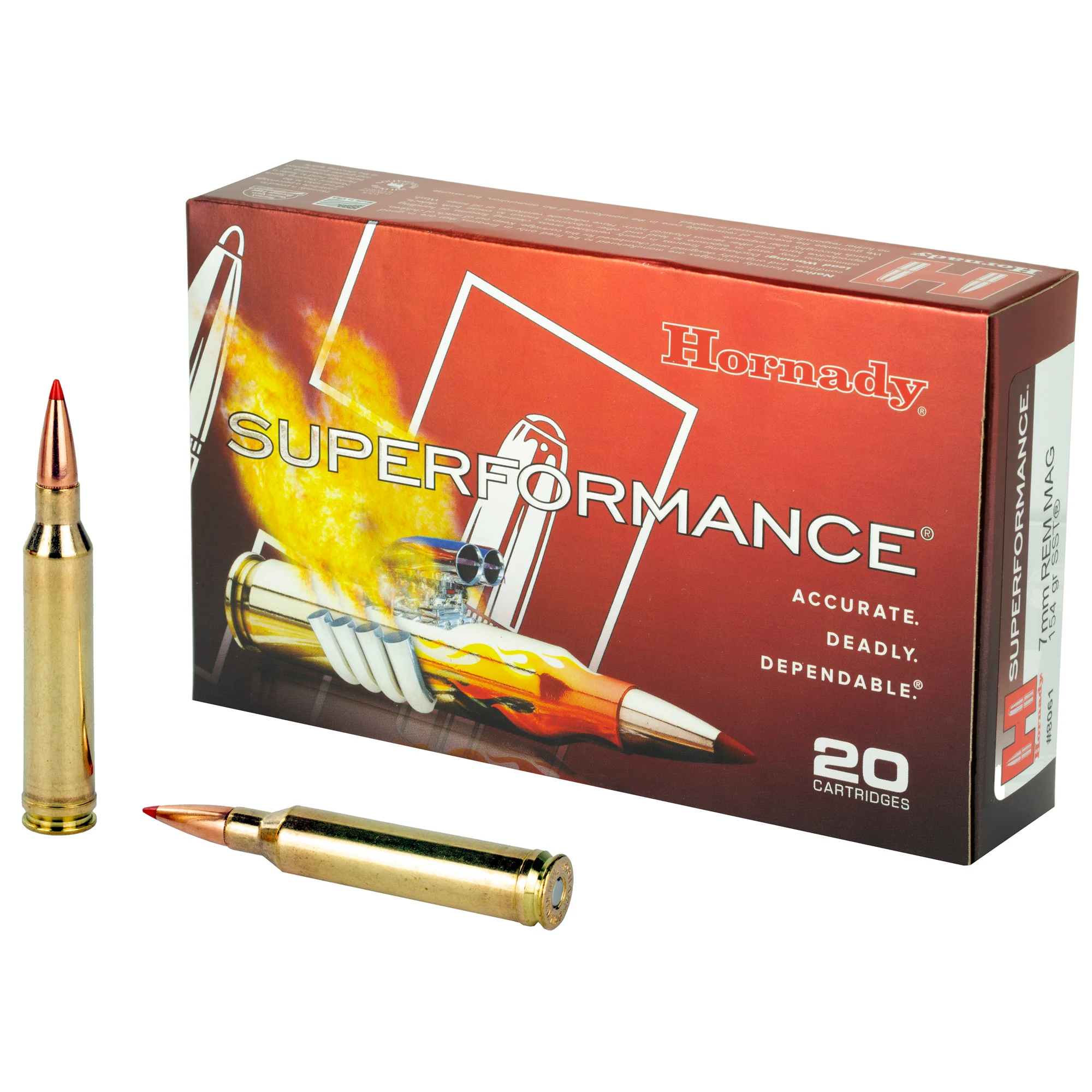 Hornady Superformance 7mm Remington Magnum 154gr SST Rifle Ammo, 20 Rounds per Box 8061