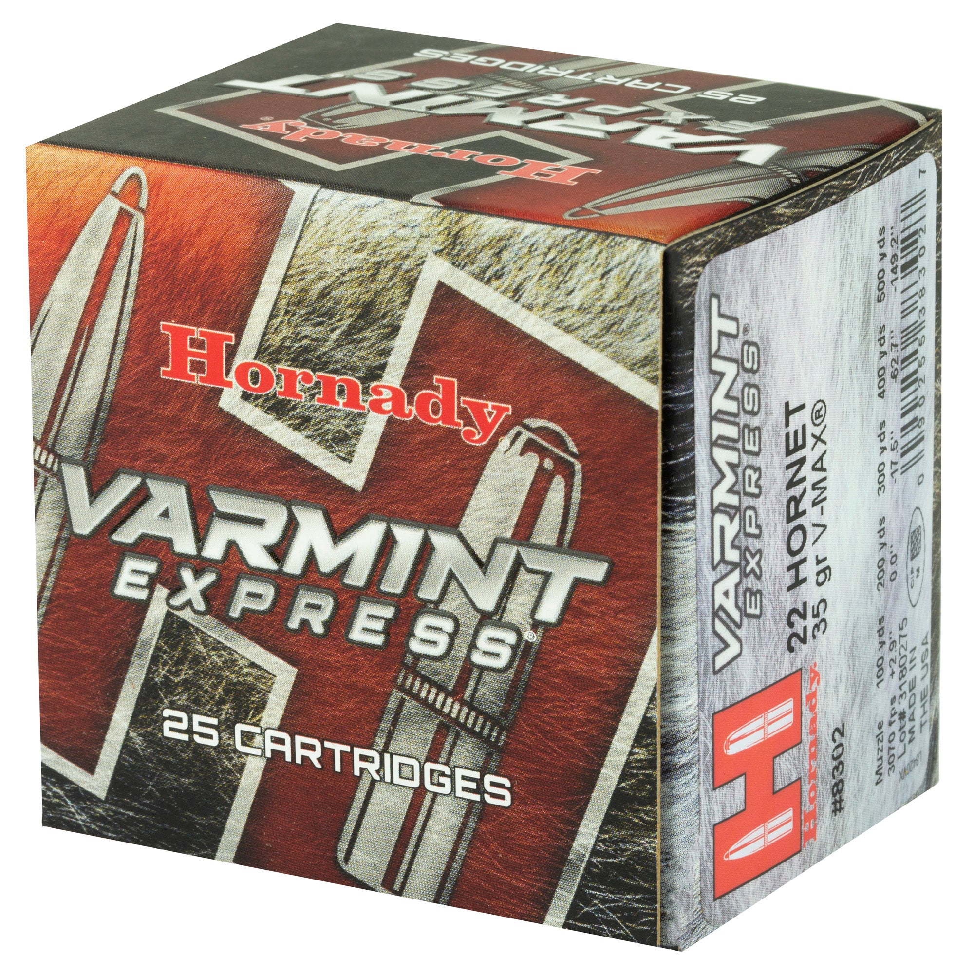 Hornady Varmint Express .22 Hornet 35gr V-MAX Centerfire Rifle Ammunition, 25 Rounds 8302 - Image 3