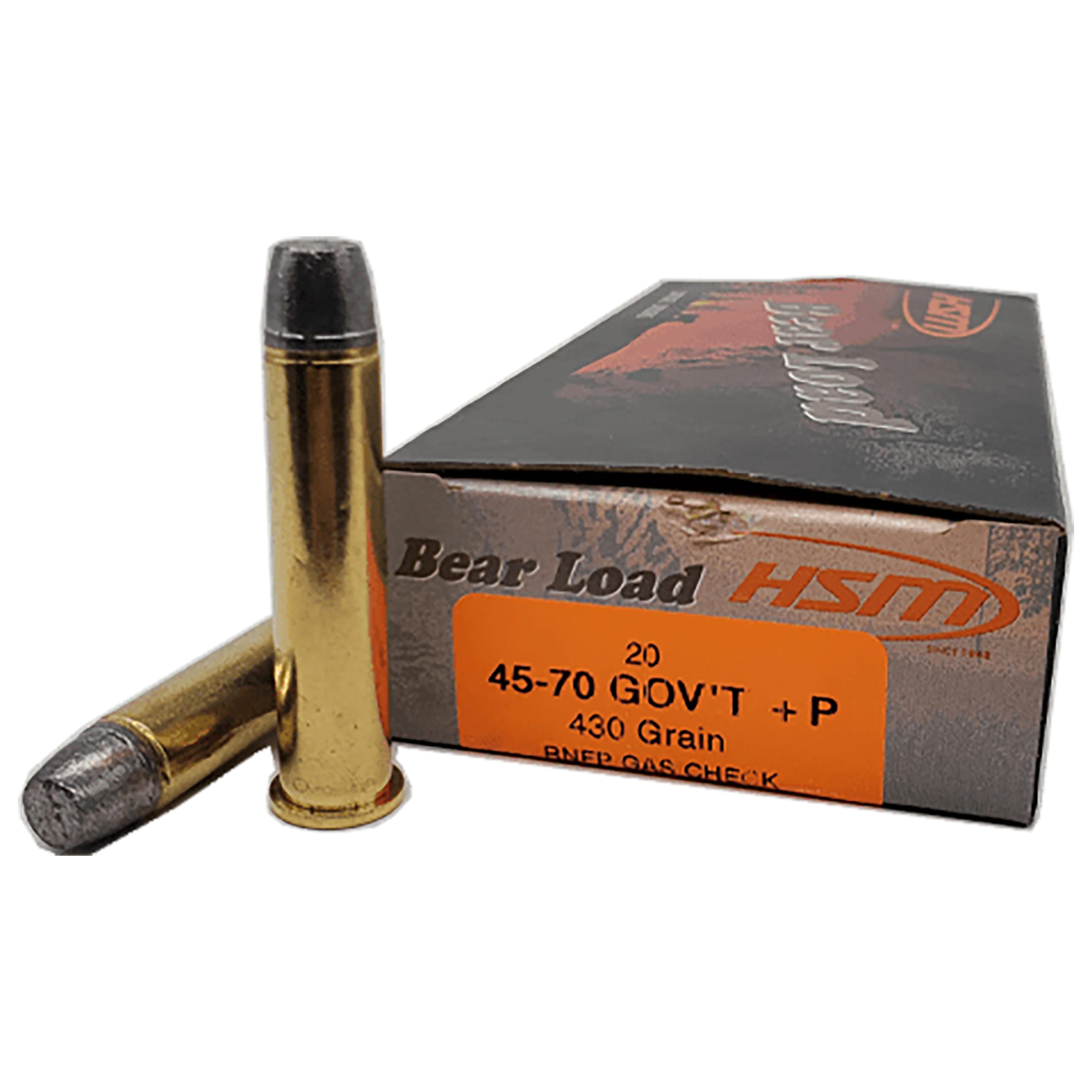 HSM Bear Load 45-70 Government +P 430gr Round Nose Flat Point Hunting Ammo, 20rd Box 457012N