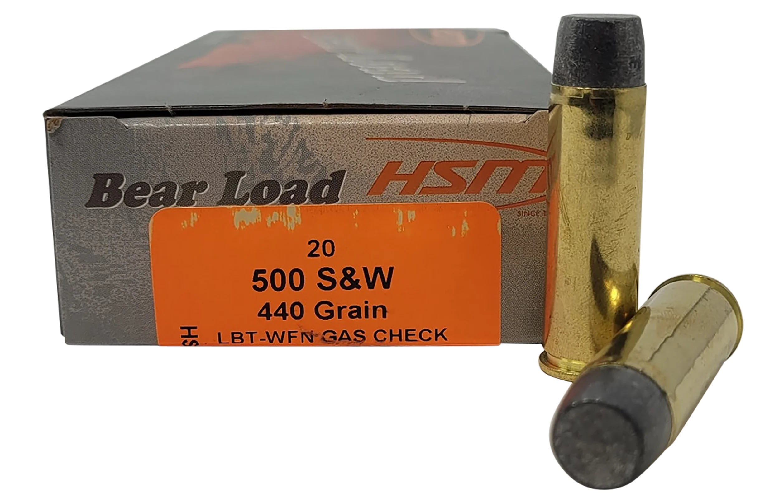 HSM Bear Load 500 S&W Magnum 440gr Wide Flat Nose Gas-Checked Ammo, 20 Rounds 500SW6N