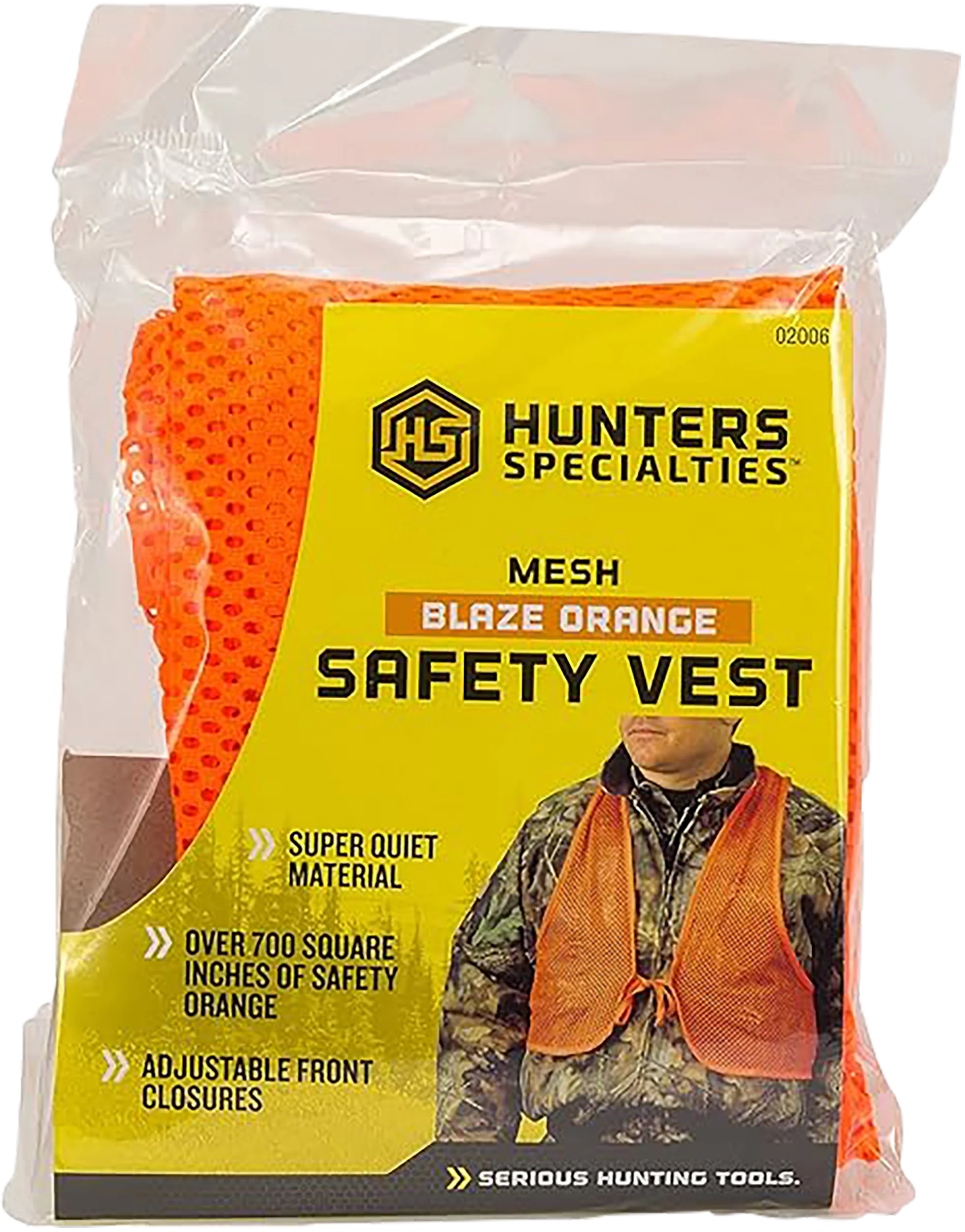 Hunters Specialties Mesh Blaze Orange Safety Vest, One Size Fits Most, Adjustable Front Closure HS02006
