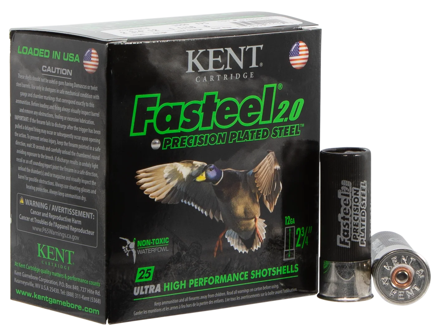 Kent Cartridge Fasteel 2.0 12 Gauge 2.75in Steel Waterfowl Shotshells 1 1/16 oz #6, K122FS306