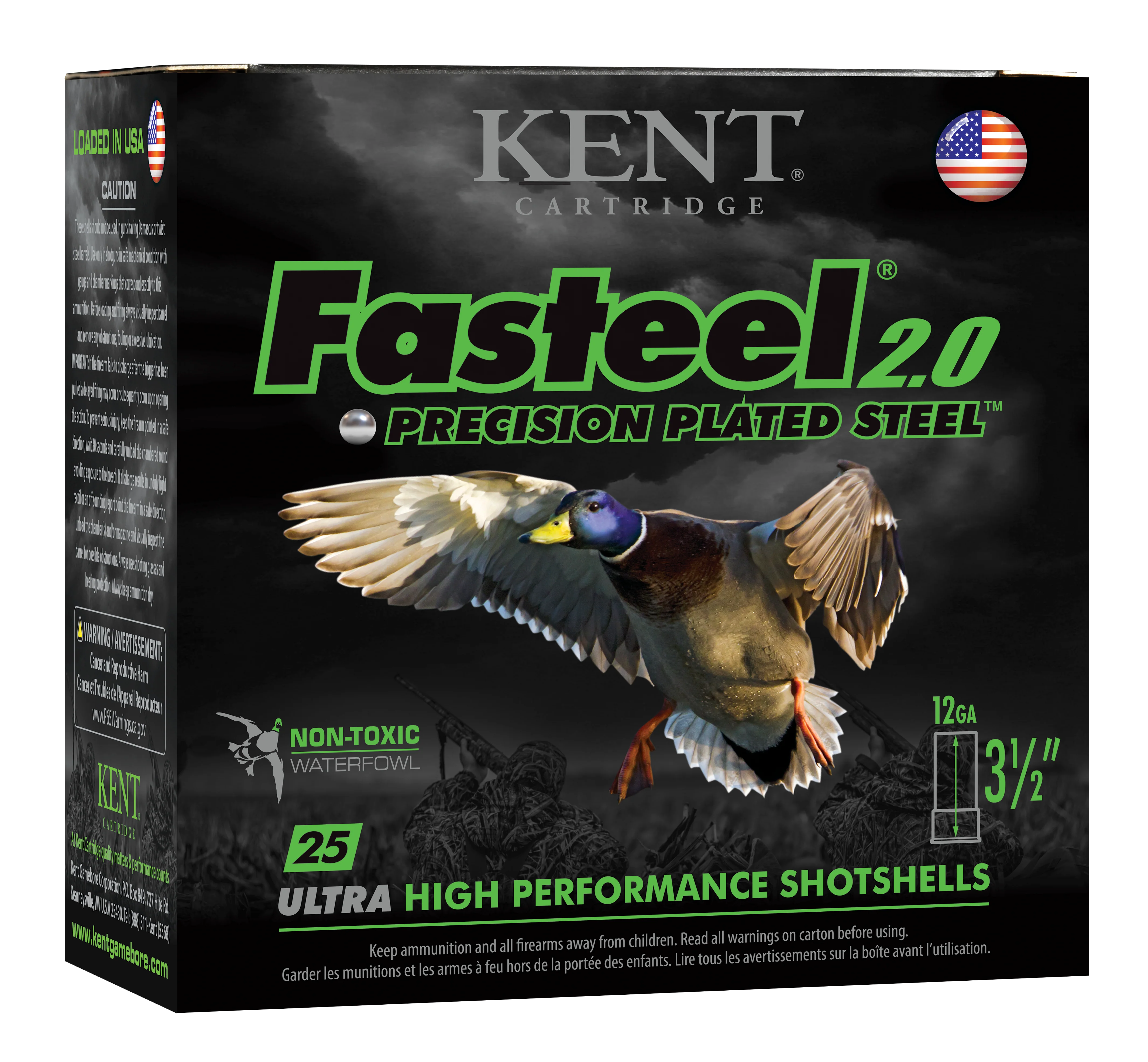 Kent Cartridge Fasteel 2.0 12 Gauge 3.5in 1-3/8oz #4 Steel Waterfowl Shotshells K1235FS404