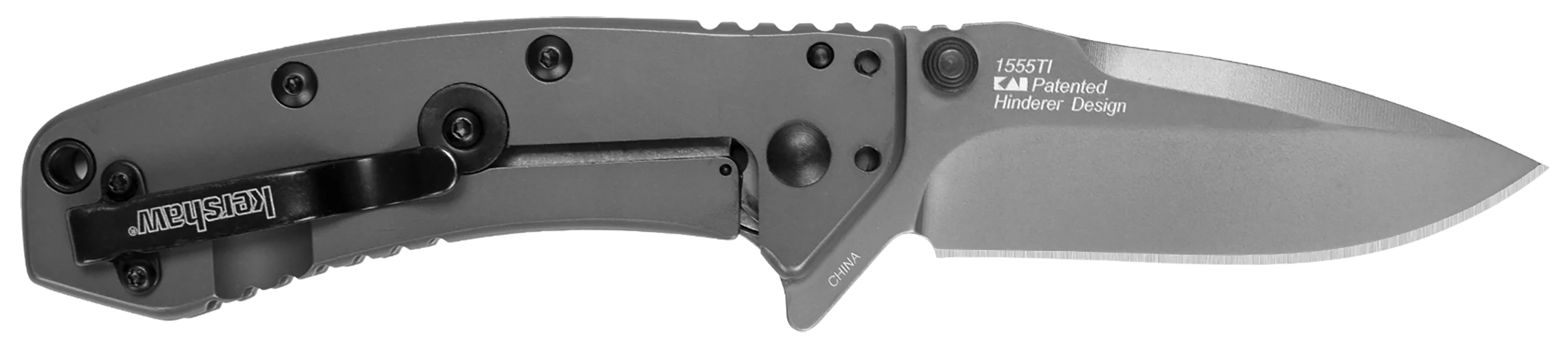 Kershaw Cryo Folding Knife, 2.75 in Drop Point, SpeedSafe, Gray Titanium Carbo-Nitride – 1555TIX