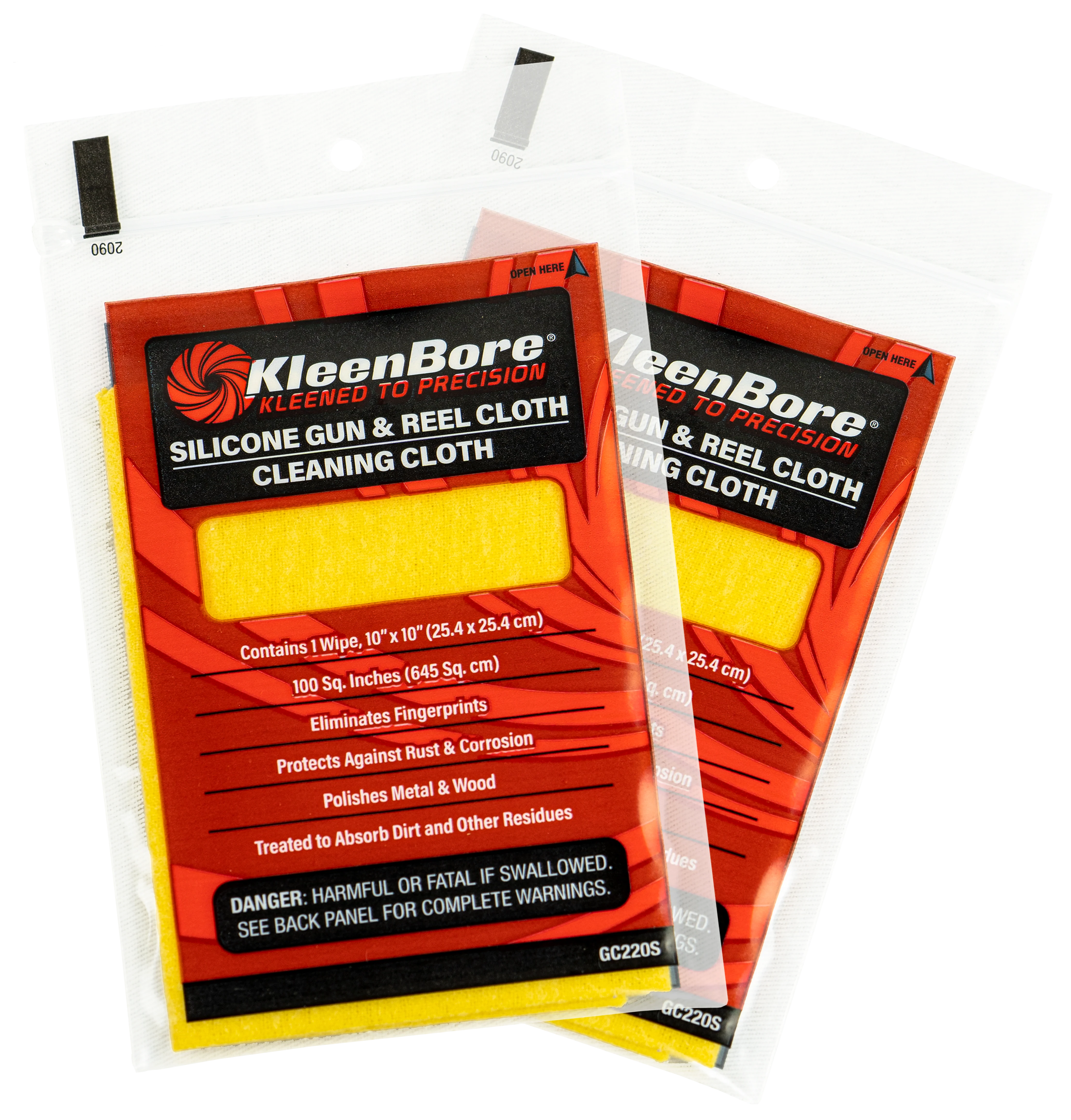 Kleen-Bore Silicone Gun & Reel Cleaning Cloth, 10x10 in Cotton Flannel, 10-Pack GC220P