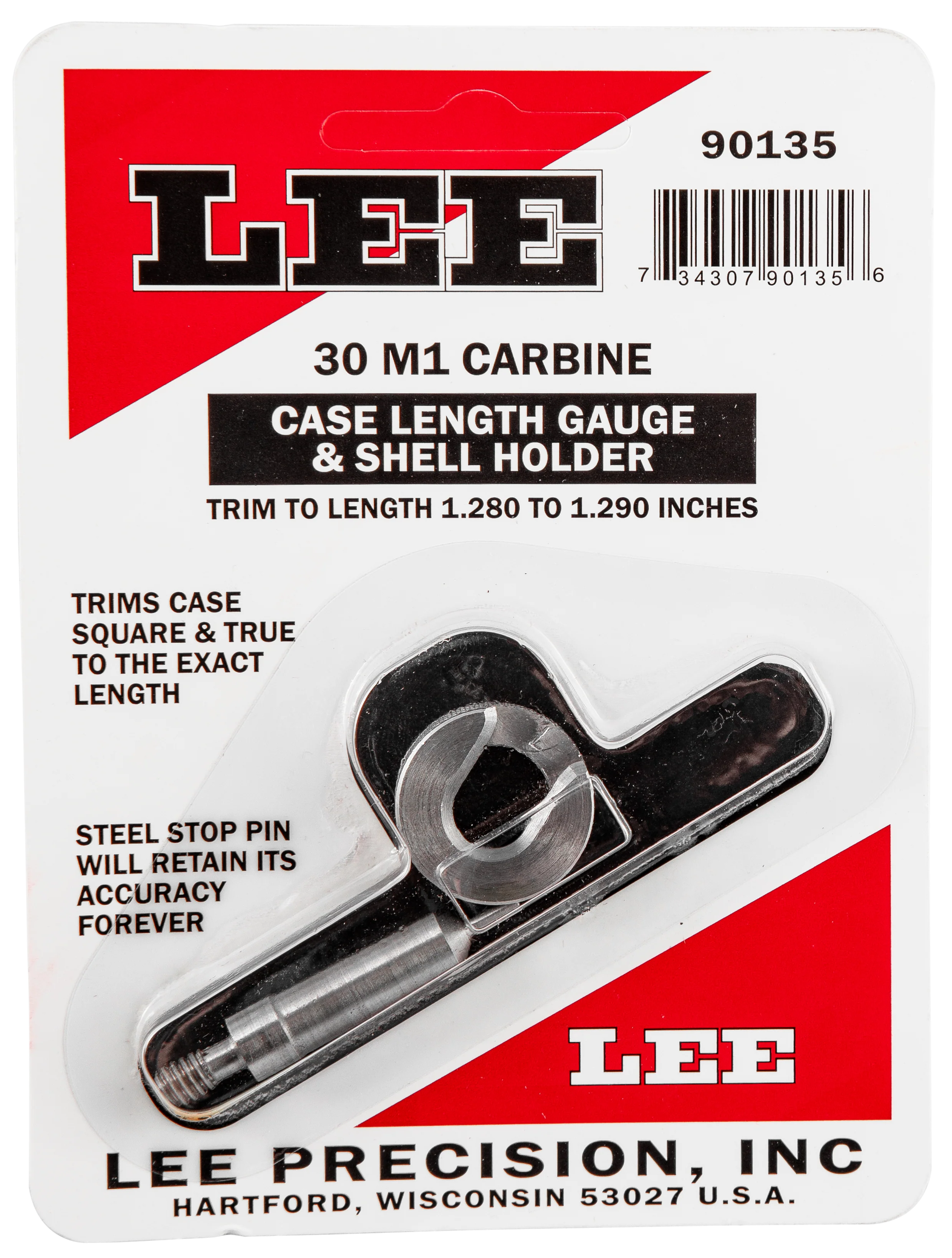 Lee Precision .30 M1 Carbine Case Length Gauge & Shell Holder, Trim Length 1.280–1.290 in 90135