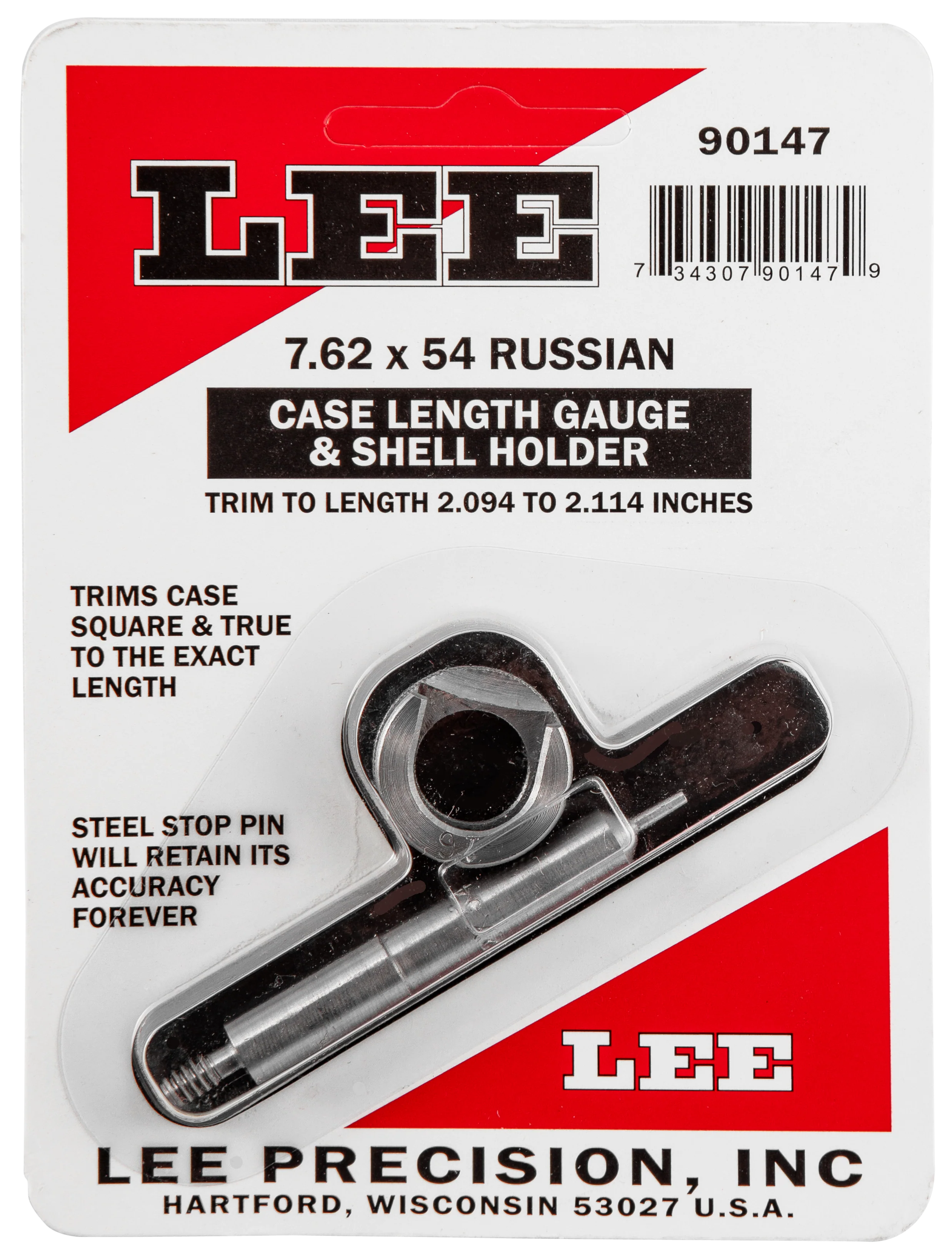 Lee Precision Case Length Gauge & Shell Holder for 7.62x54R Brass Trimming 90147