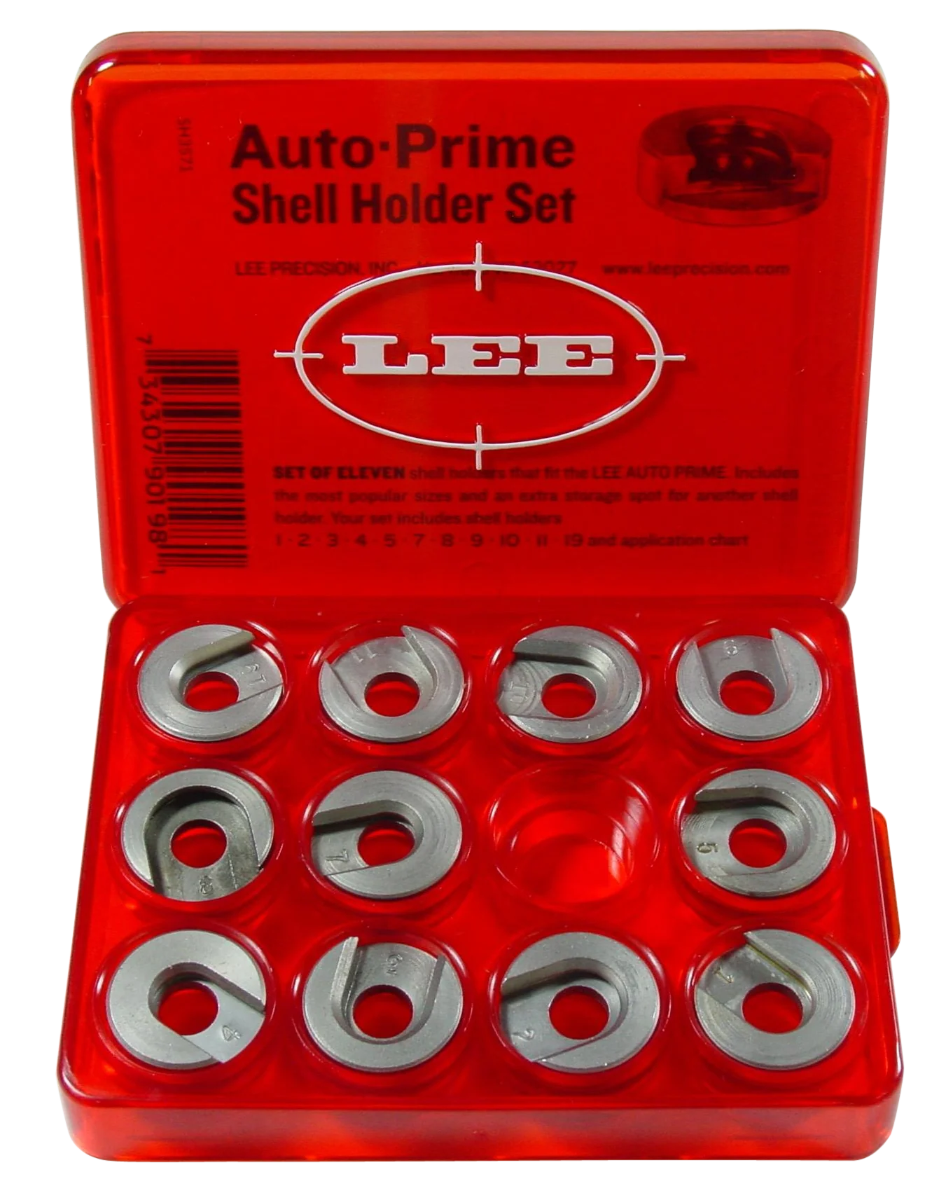 Lee Precision Reloading Shell Holder Storage Box, Holds 12, Red Plastic Case 90196