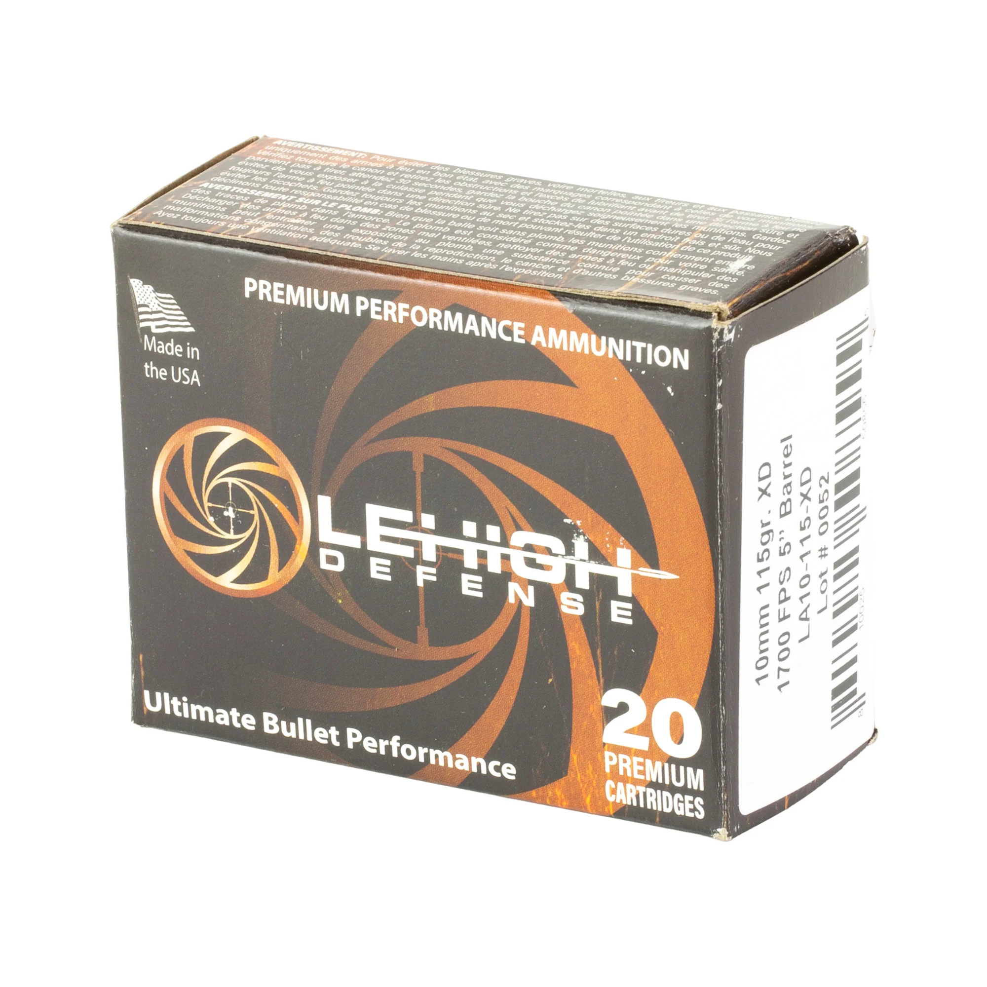 Lehigh Defense Xtreme Defense 10mm Auto 115gr Solid Copper Fluted Ammo 20rd LA10-115-XD - Image 3