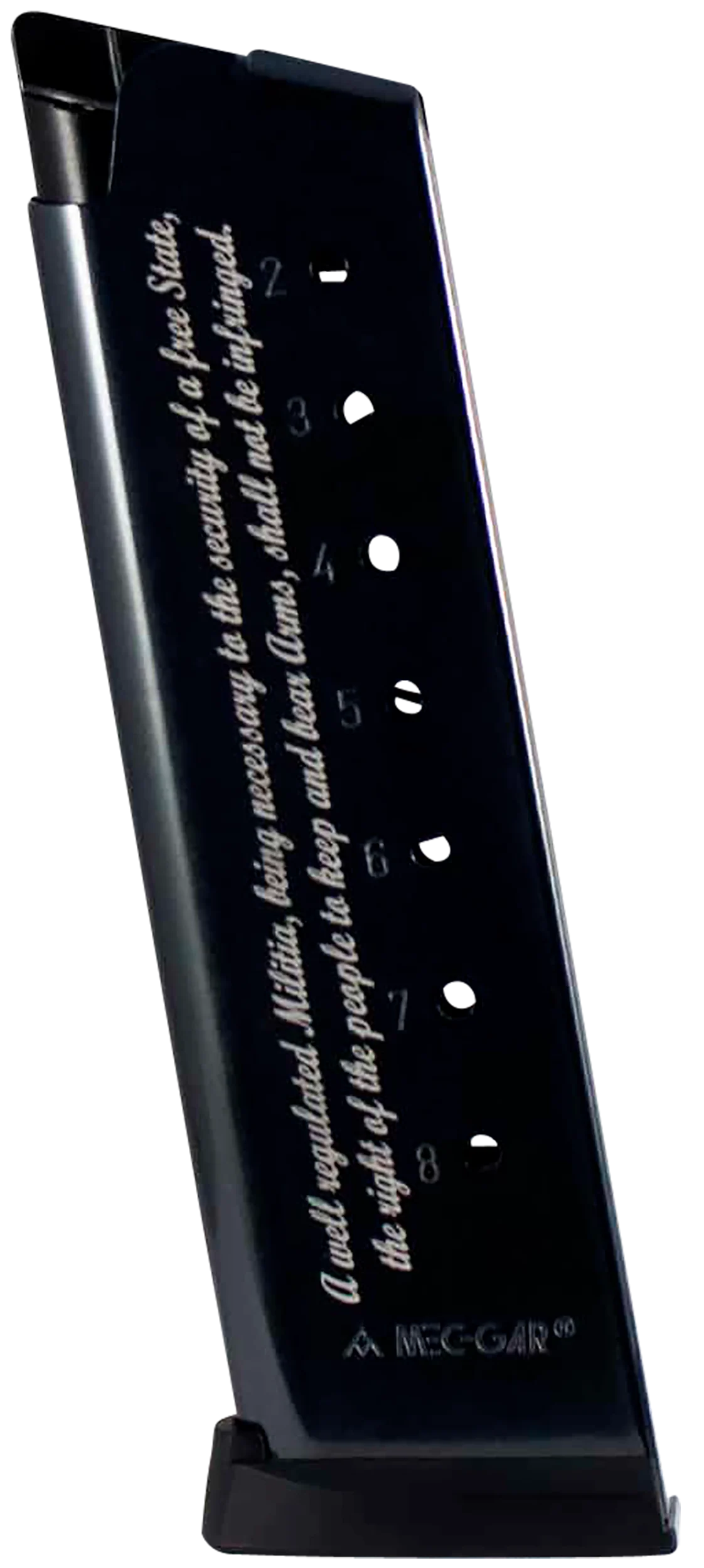 MEC-GAR 1911 Government .45 ACP 8-Round Blued Magazine w/ 2nd Amendment Engraving MGCG45082A