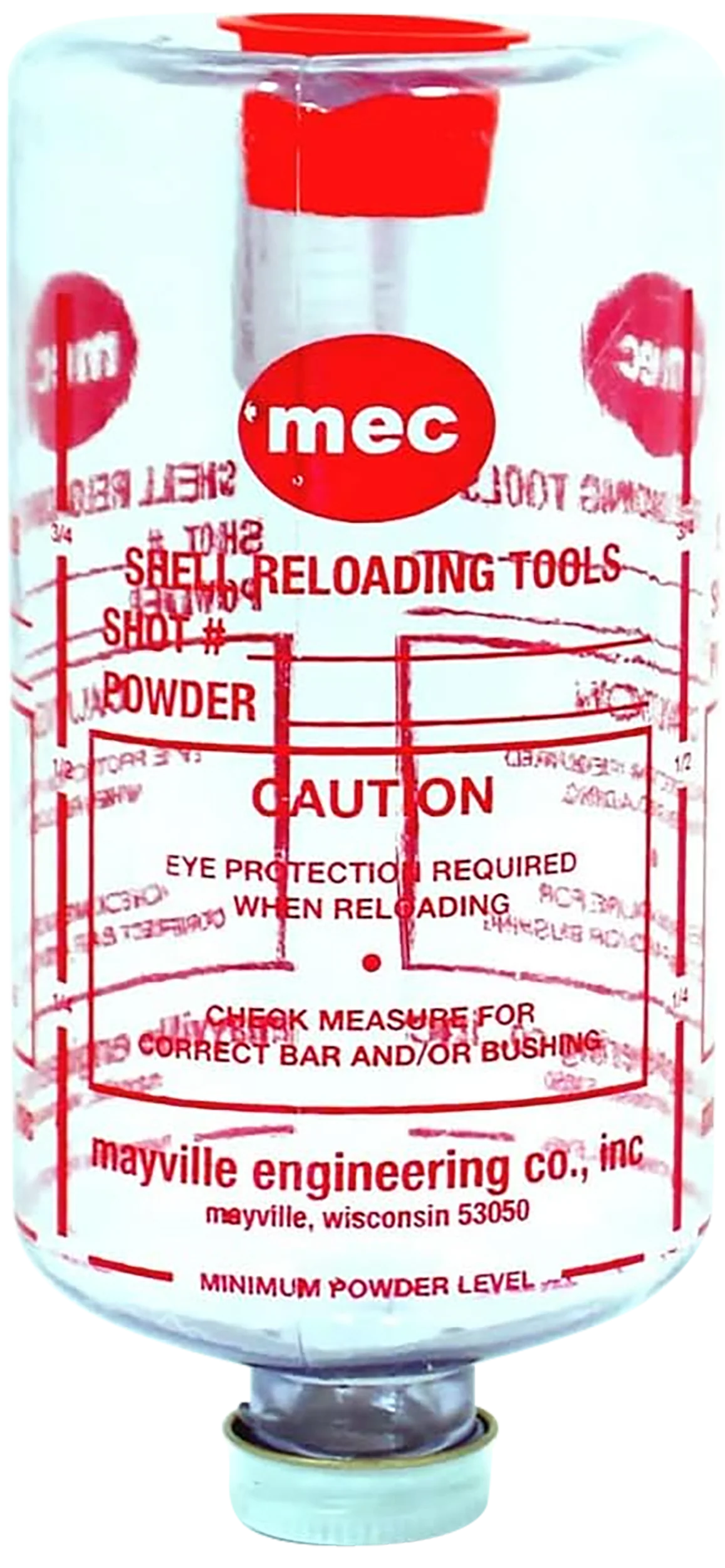 MEC Outdoors Small Replacement Powder/Shot Bottle, Clear Plastic w/ Caps 301L13X