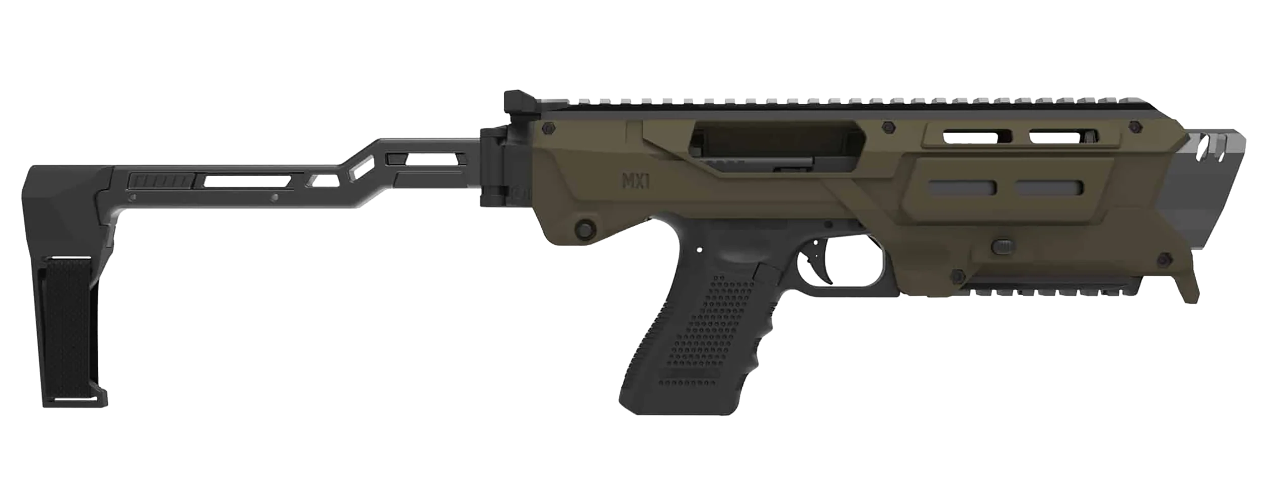 META TACTICAL LLC MX-1 Glock Conversion Kit Chassis w/ M-LOK & Picatinny Rails, Folding Stabilizer MX1-PS-GR
